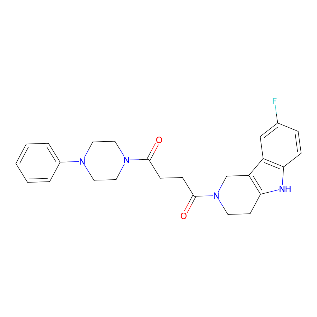 8-fluoro-2-[4-oxo-4-(4-phenylpiperazin-1-yl)butanoyl]-2,3,4,5-tetrahydro-1H-pyrido[4,3-b]indole molecular structure, CAS 1010887-11-2