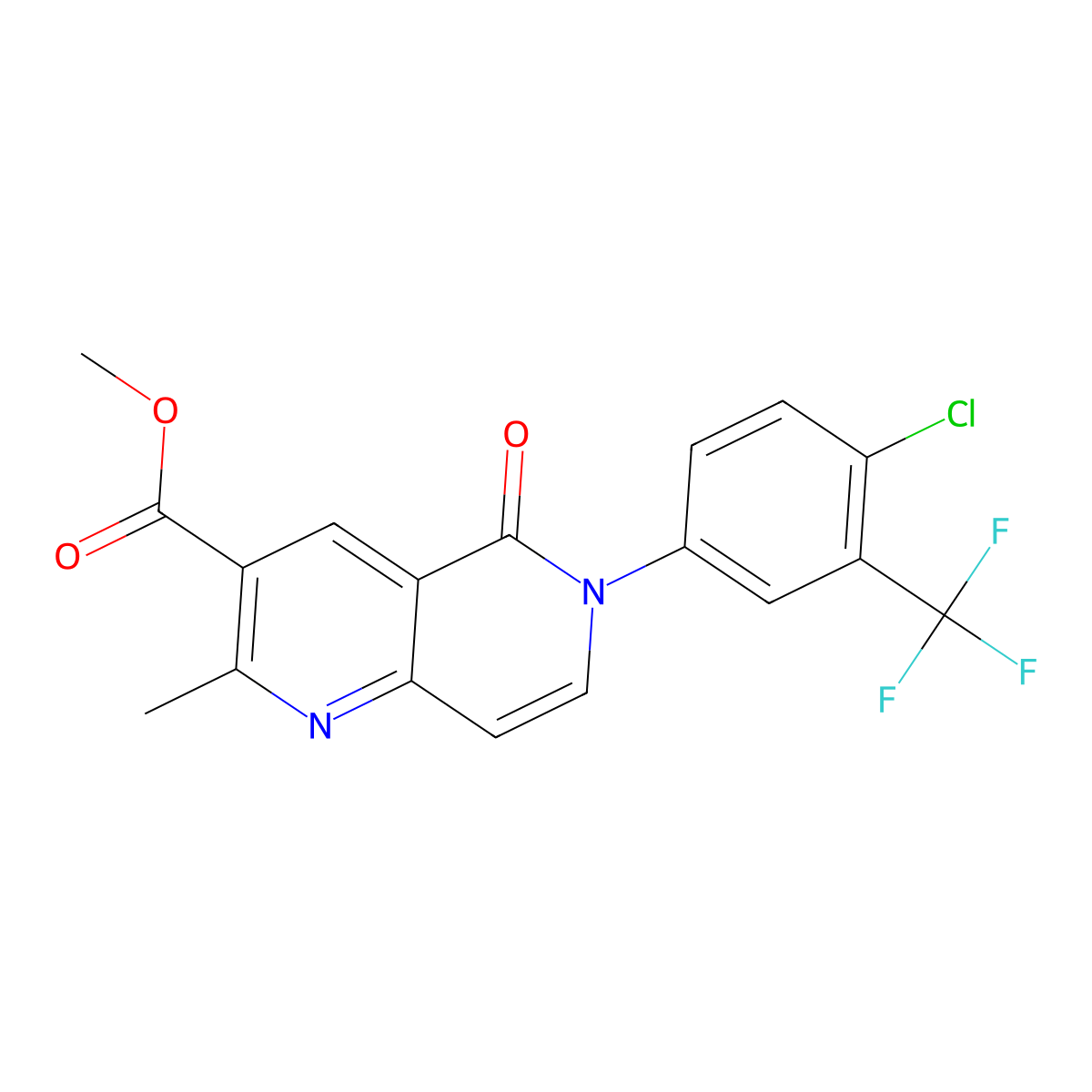 Methyl 6-[4-chloro-3-(trifluoromethyl)phenyl]-2-methyl-5-oxo-5,6-dihydro-1,6-naphthyridine-3-carboxylate molecular structure, CAS 1010887-14-5