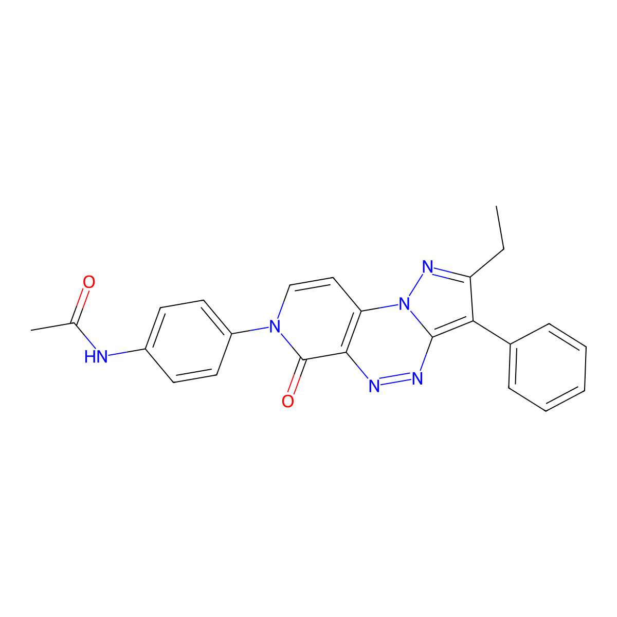 N-(4-(2-ethyl-6-oxo-3-phenylpyrazolo[5,1-c]pyrido[4,3-e][1,2,4]triazin-7(6H)-yl)phenyl)acetamide molecular structure, CAS 1010887-34-9