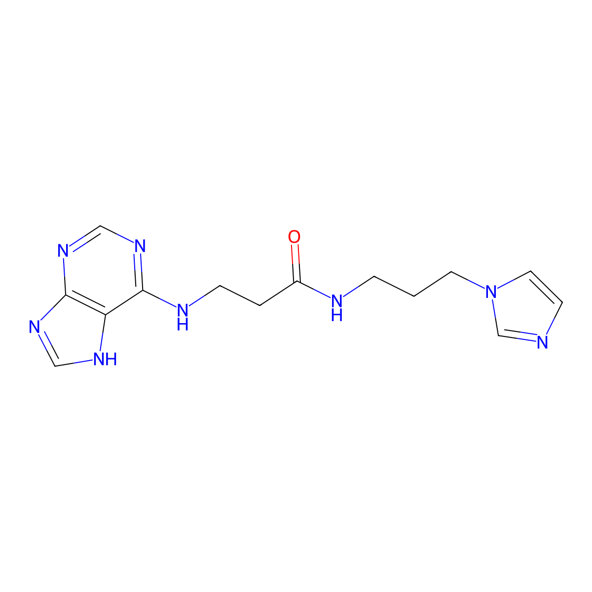 N-[3-(1H-imidazol-1-yl)propyl]-N~3~-7H-purin-6-yl-beta-alaninamide molecular structure, CAS 1010887-54-3