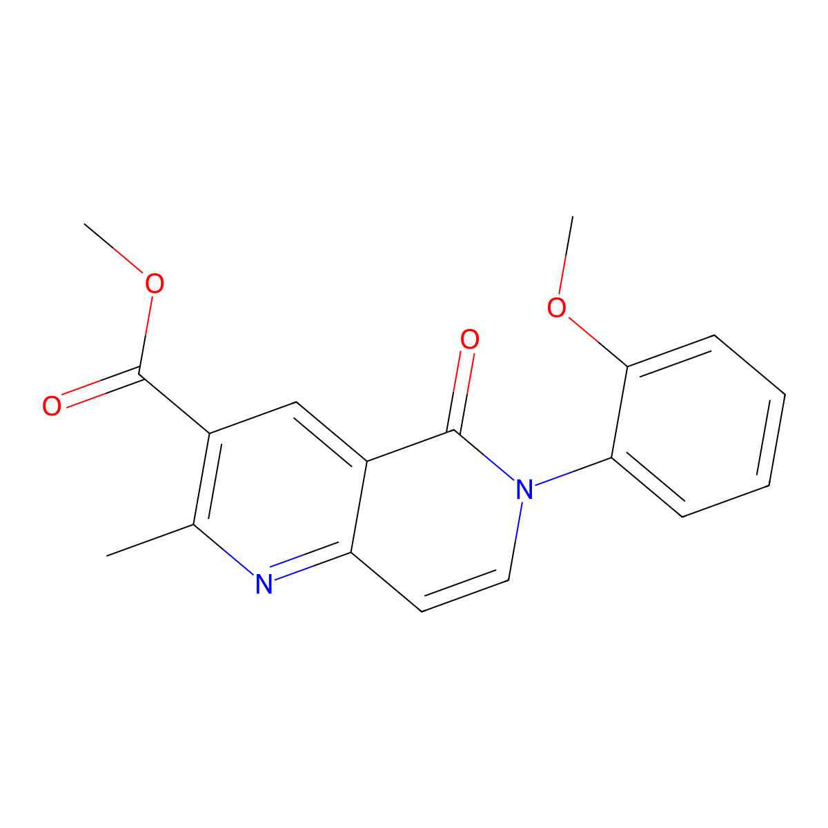 Methyl 6-(2-methoxyphenyl)-2-methyl-5-oxo-5,6-dihydro-1,6-naphthyridine-3-carboxylate molecular structure, CAS 1010887-65-6