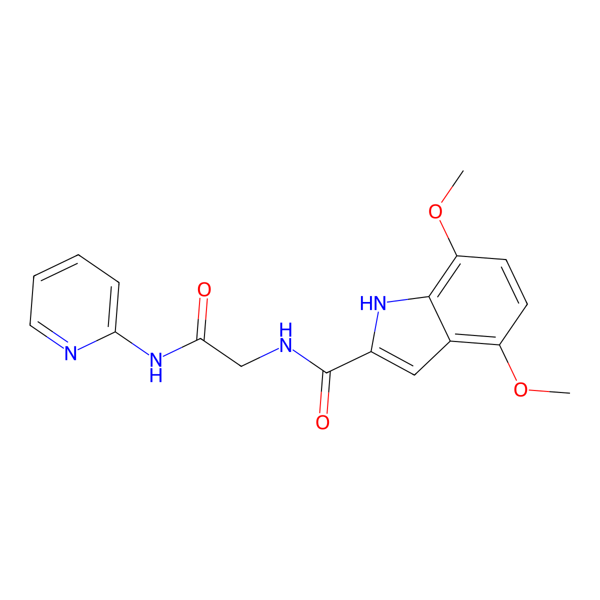 4,7-dimethoxy-N-[2-oxo-2-(pyridin-2-ylamino)ethyl]-1H-indole-2-carboxamide molecular structure, CAS 1010887-70-3