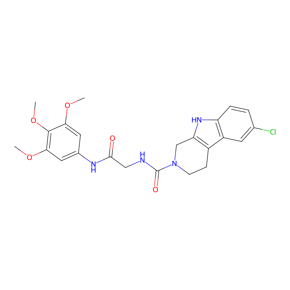 6-chloro-N-{2-oxo-2-[(3,4,5-trimethoxyphenyl)amino]ethyl}-1,3,4,9-tetrahydro-2H-beta-carboline-2-carboxamide molecular structure, CAS 1010887-93-0