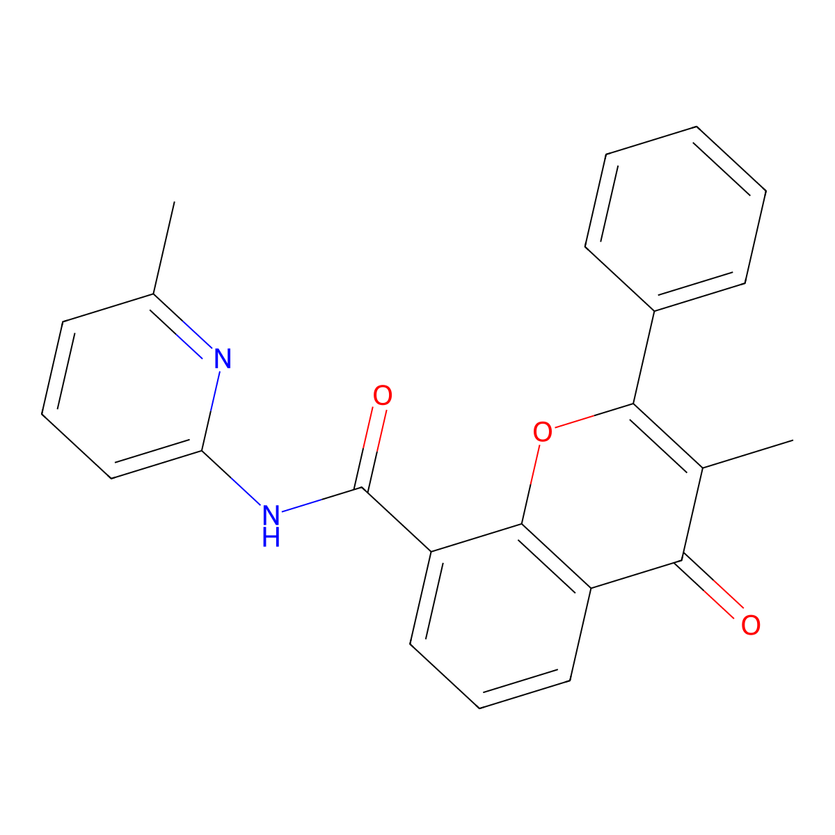 3-methyl-N-(6-methylpyridin-2-yl)-4-oxo-2-phenyl-4H-chromene-8-carboxamide molecular structure, CAS 1010887-94-1