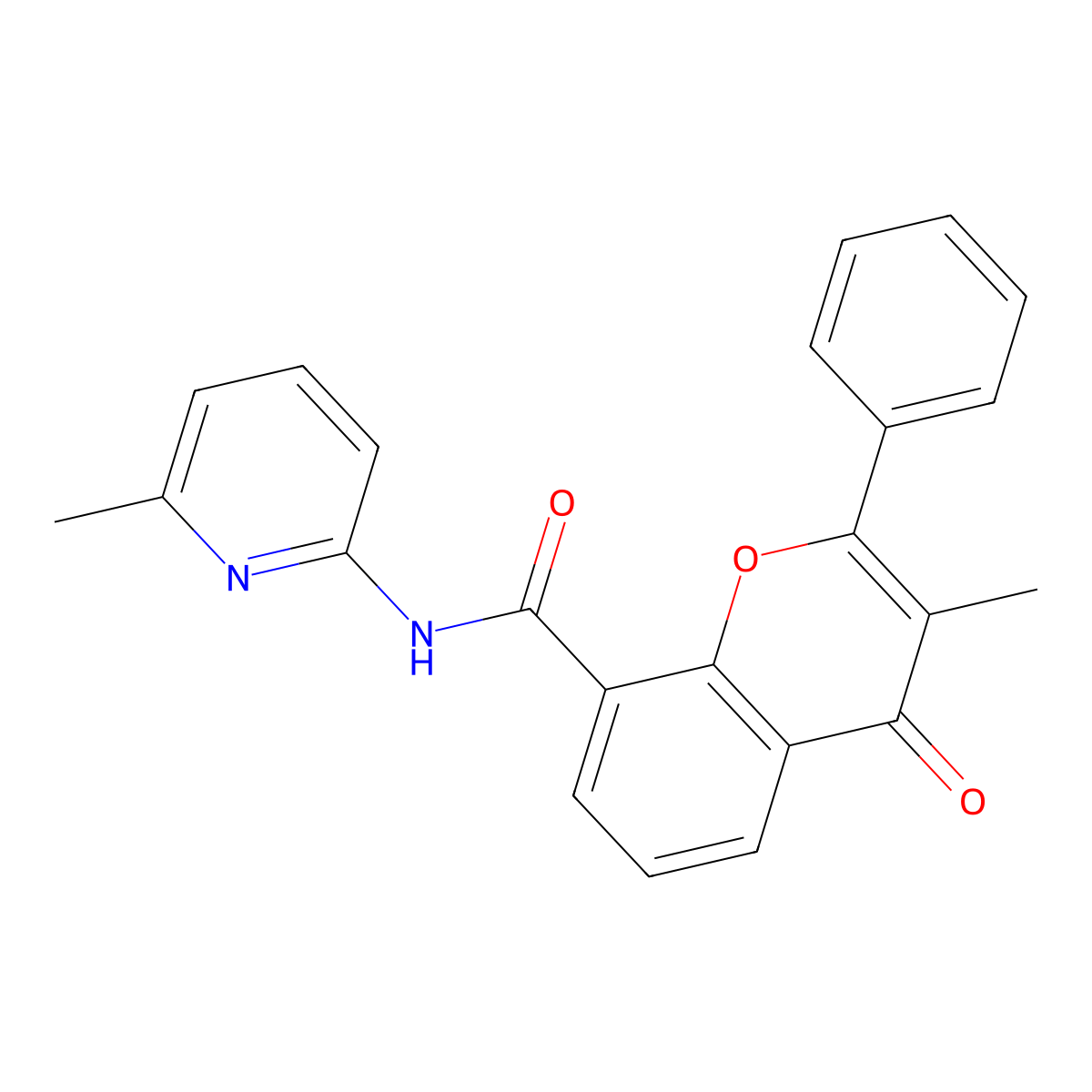 3-methyl-N-(6-methylpyridin-2-yl)-4-oxo-2-phenyl-4H-chromene-8-carboxamide molecular structure, CAS 1010887-94-1