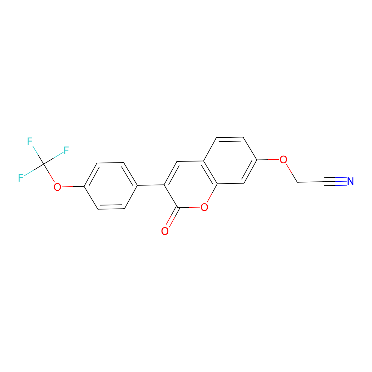 ({2-oxo-3-[4-(trifluoromethoxy)phenyl]-2H-chromen-7-yl}oxy)acetonitrile molecular structure, CAS 1010888-02-4