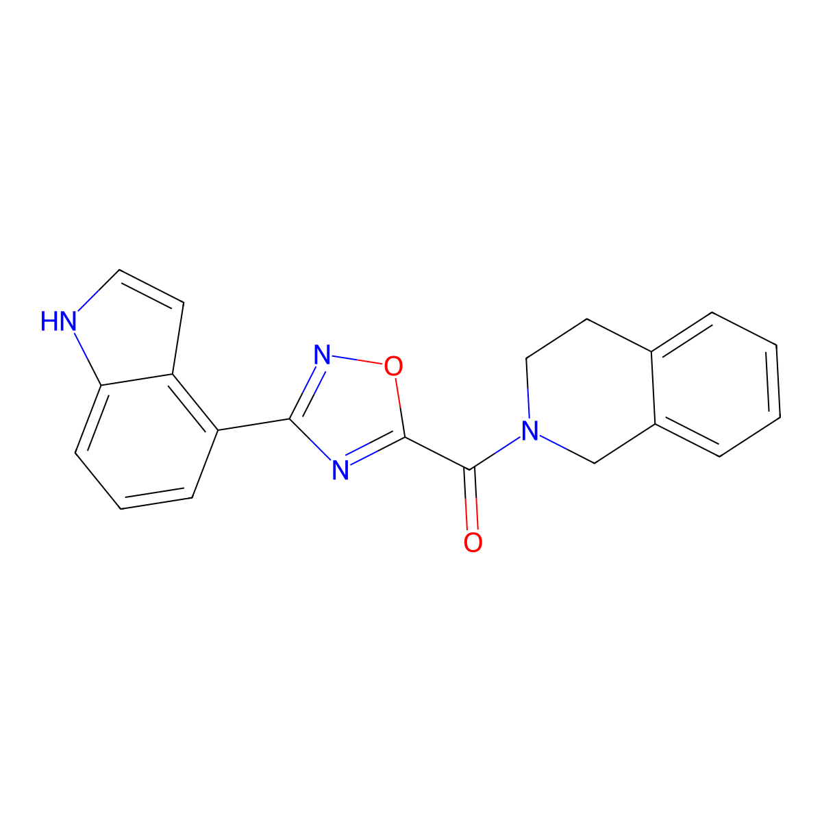 (3-(1H-Indol-4-yl)-1,2,4-oxadiazol-5-yl)(3,4-dihydroisoquinolin-2(1H)-yl)methanone molecular structure, CAS 1010888-06-8