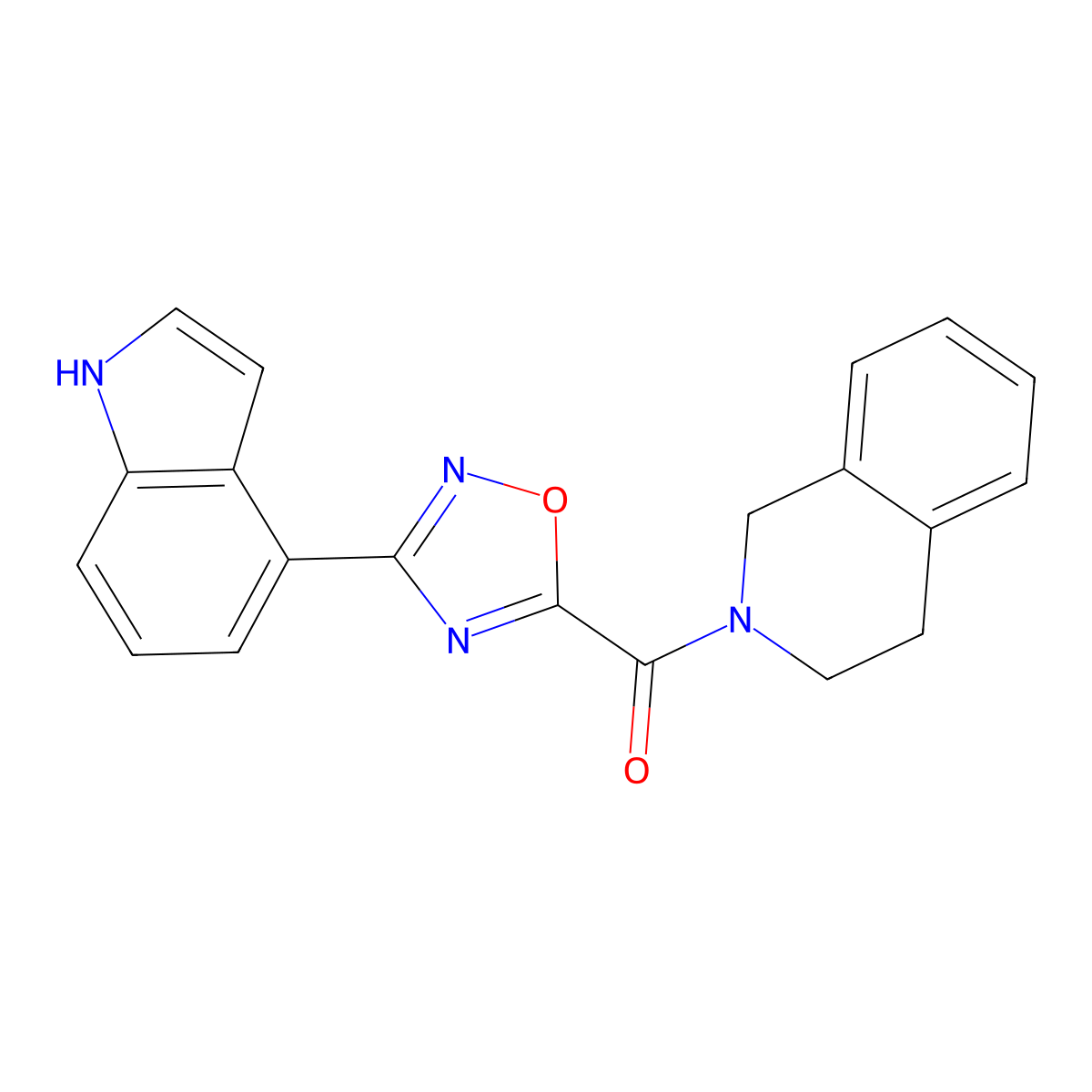 (3-(1H-Indol-4-yl)-1,2,4-oxadiazol-5-yl)(3,4-dihydroisoquinolin-2(1H)-yl)methanone molecular structure, CAS 1010888-06-8