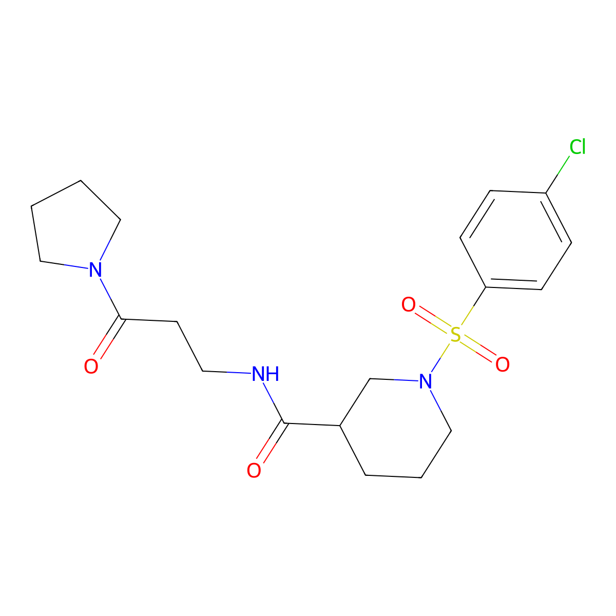 1-[(4-chlorophenyl)sulfonyl]-N-[3-oxo-3-(pyrrolidin-1-yl)propyl]piperidine-3-carboxamide molecular structure, CAS 1010888-15-9