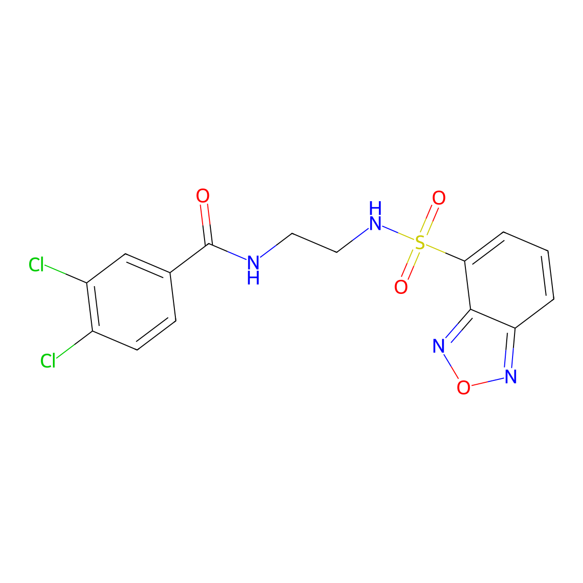 N-{2-[(2,1,3-benzoxadiazol-4-ylsulfonyl)amino]ethyl}-3,4-dichlorobenzamide molecular structure, CAS 1010888-44-4