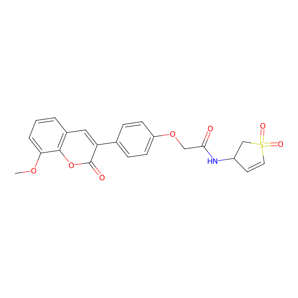 N-(1,1-dioxido-2,3-dihydrothiophen-3-yl)-2-[4-(8-methoxy-2-oxo-2H-chromen-3-yl)phenoxy]acetamide molecular structure, CAS 1010888-62-6