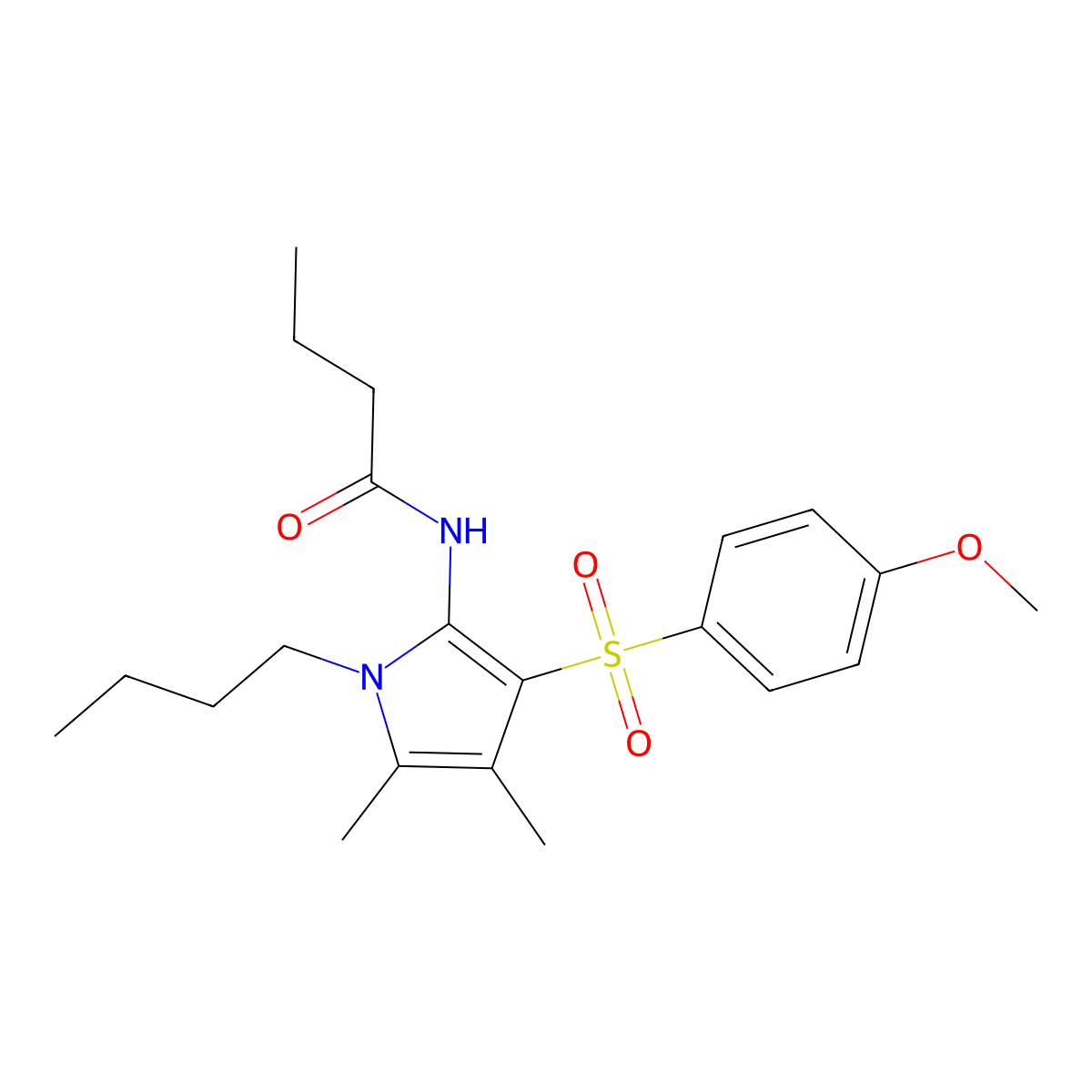 N-{1-butyl-3-[(4-methoxyphenyl)sulfonyl]-4,5-dimethyl-1H-pyrrol-2-yl}butanamide molecular structure, CAS 1010888-92-2