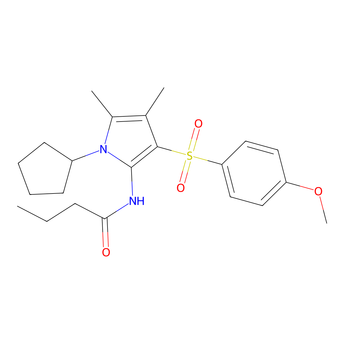N-{1-cyclopentyl-3-[(4-methoxyphenyl)sulfonyl]-4,5-dimethyl-1H-pyrrol-2-yl}butanamide molecular structure, CAS 1010889-06-1
