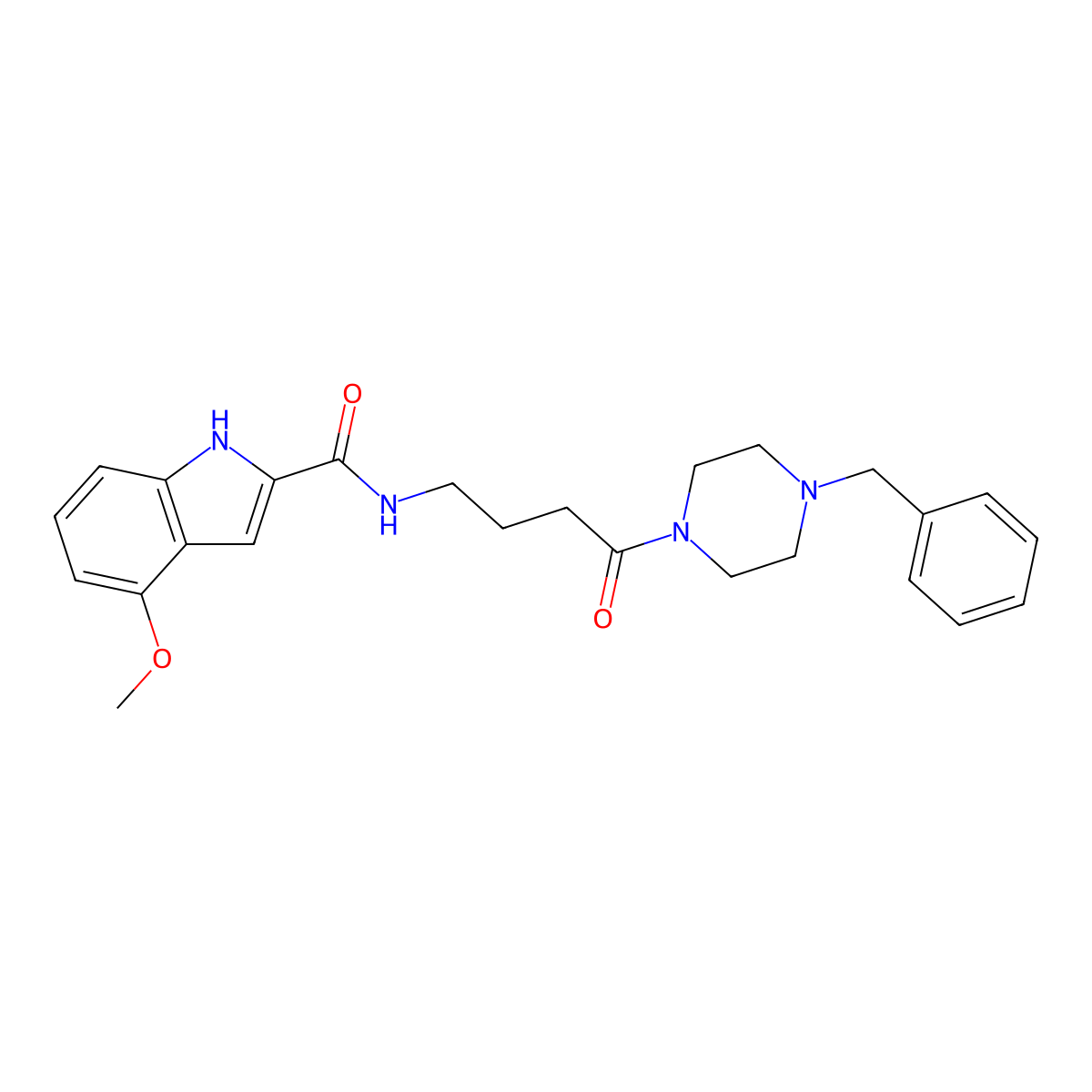 N-[4-(4-benzylpiperazin-1-yl)-4-oxobutyl]-4-methoxy-1H-indole-2-carboxamide molecular structure, CAS 1010889-07-2