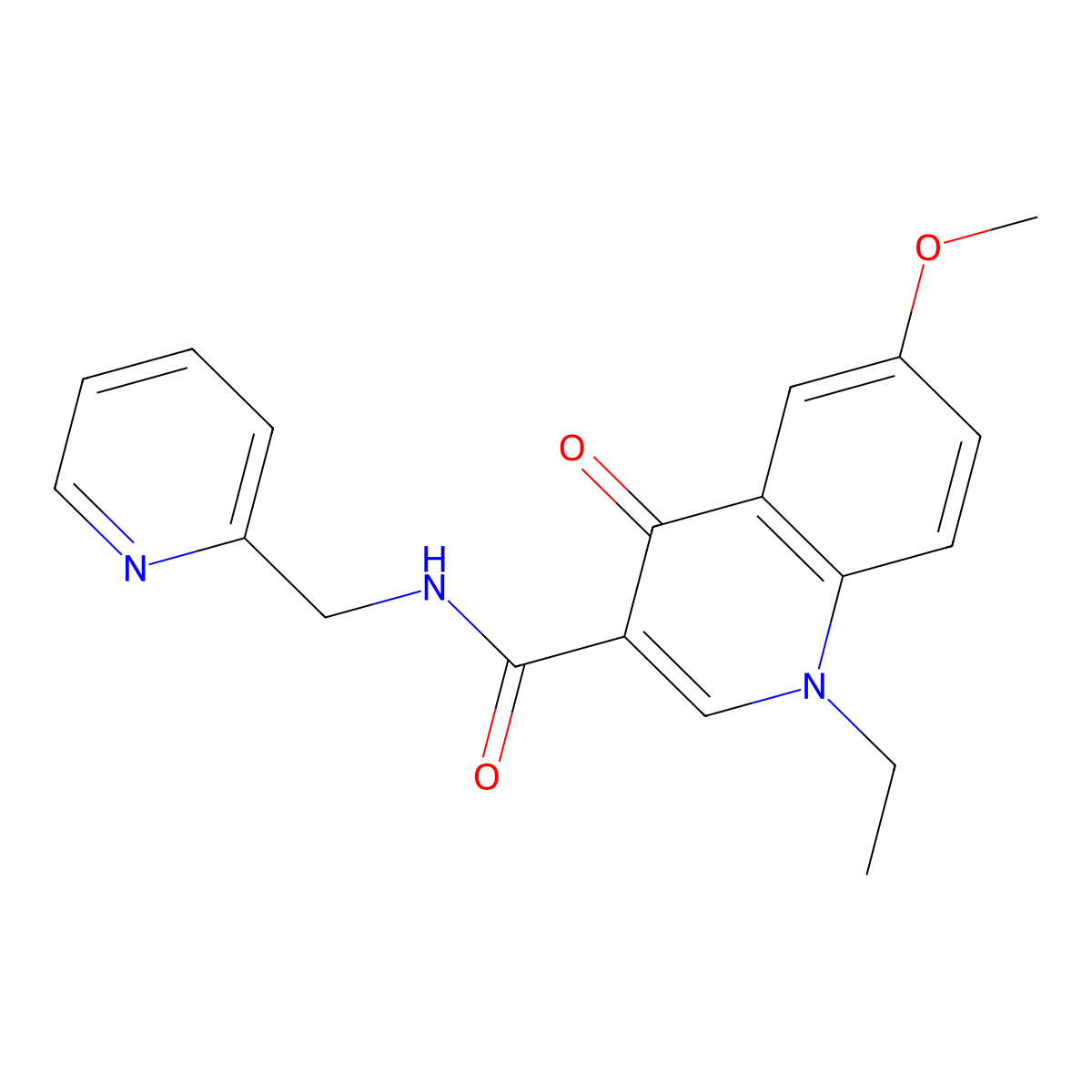 1-ethyl-6-methoxy-4-oxo-N-(pyridin-2-ylmethyl)-1,4-dihydroquinoline-3-carboxamide molecular structure, CAS 1010889-13-0