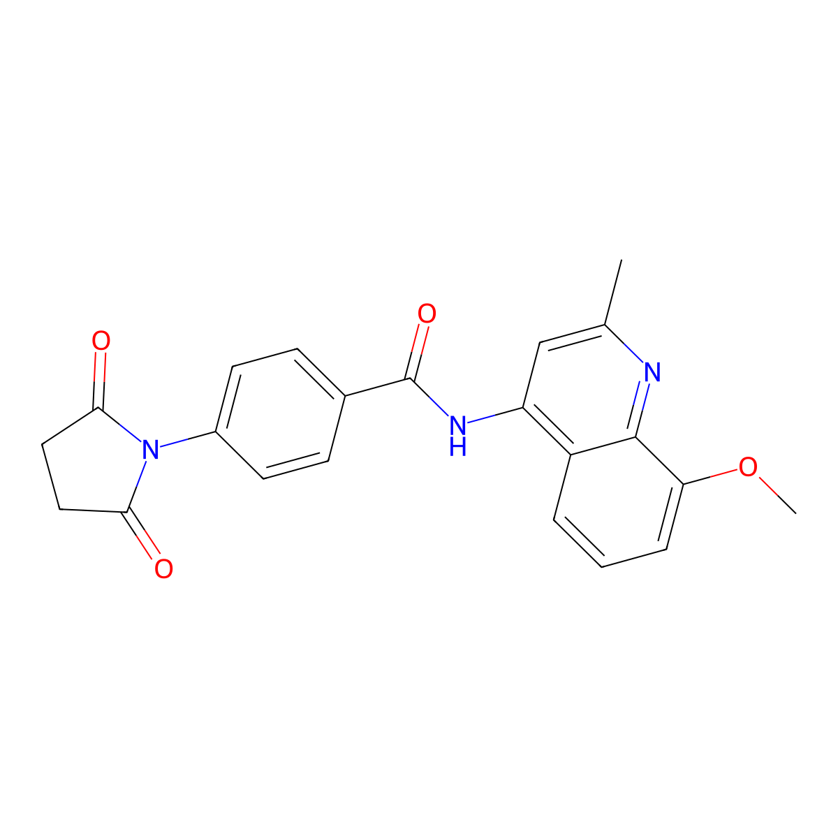 4-(2,5-dioxopyrrolidin-1-yl)-N-(8-methoxy-2-methylquinolin-4-yl)benzamide molecular structure, CAS 1010889-14-1