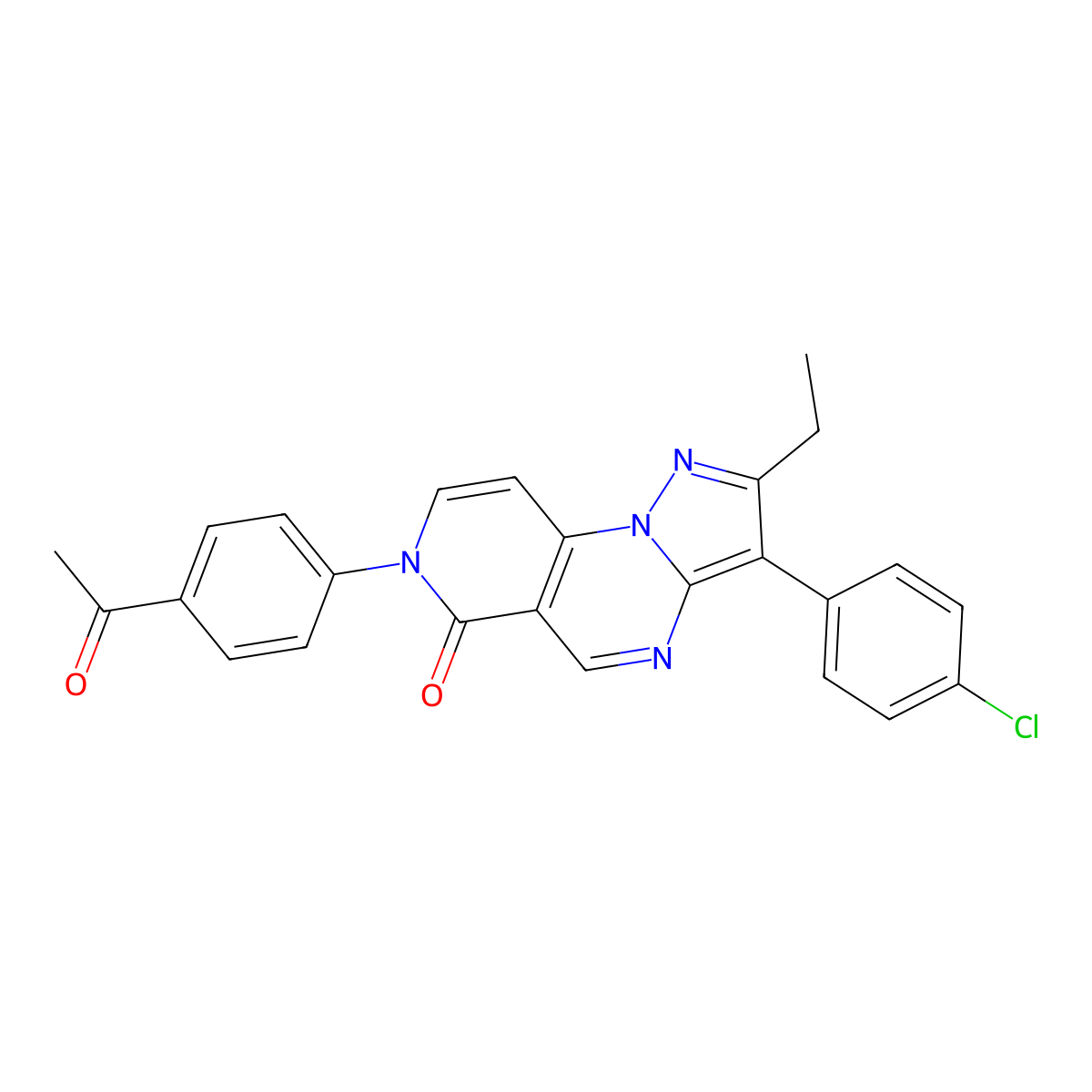 7-(4-acetylphenyl)-3-(4-chlorophenyl)-2-ethylpyrazolo[1,5-a]pyrido[3,4-e]pyrimidin-6(7H)-one molecular structure, CAS 1010889-15-2