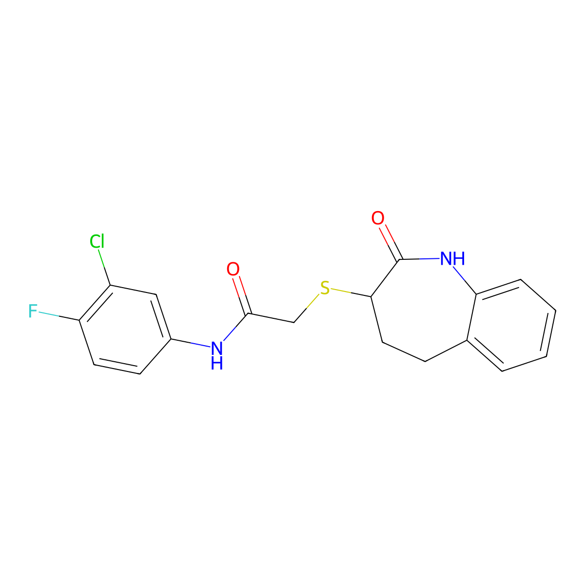 N-(3-chloro-4-fluorophenyl)-2-[(2-hydroxy-4,5-dihydro-3H-1-benzazepin-3-yl)sulfanyl]acetamide molecular structure, CAS 1010889-19-6