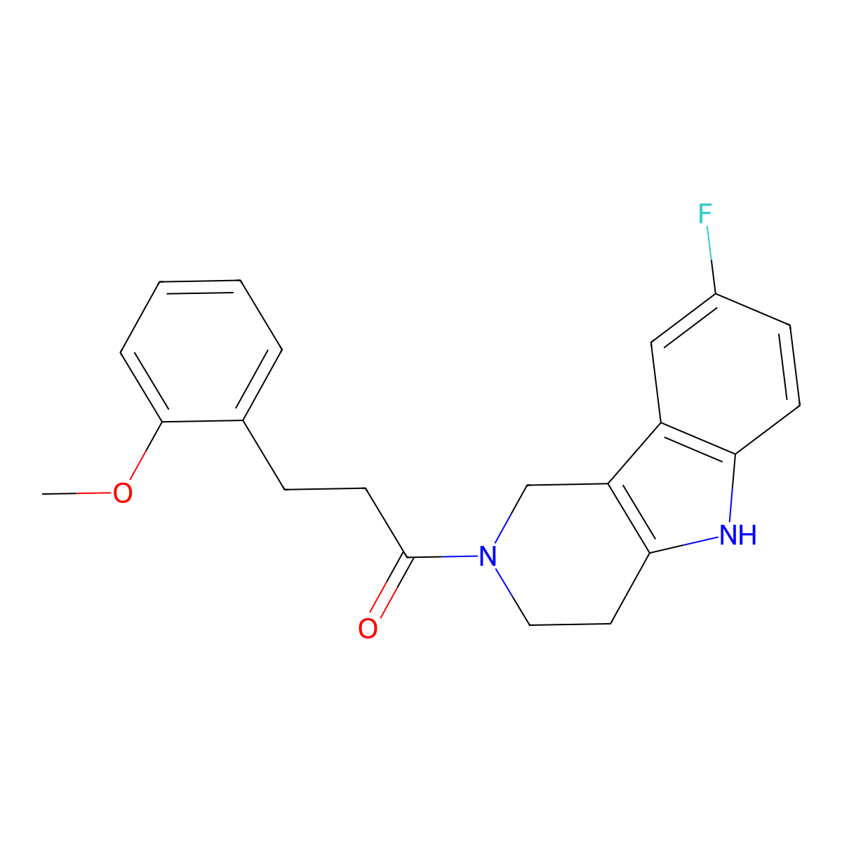 1-(8-fluoro-1,3,4,5-tetrahydro-2H-pyrido[4,3-b]indol-2-yl)-3-(2-methoxyphenyl)propan-1-one molecular structure, CAS 1010889-22-1