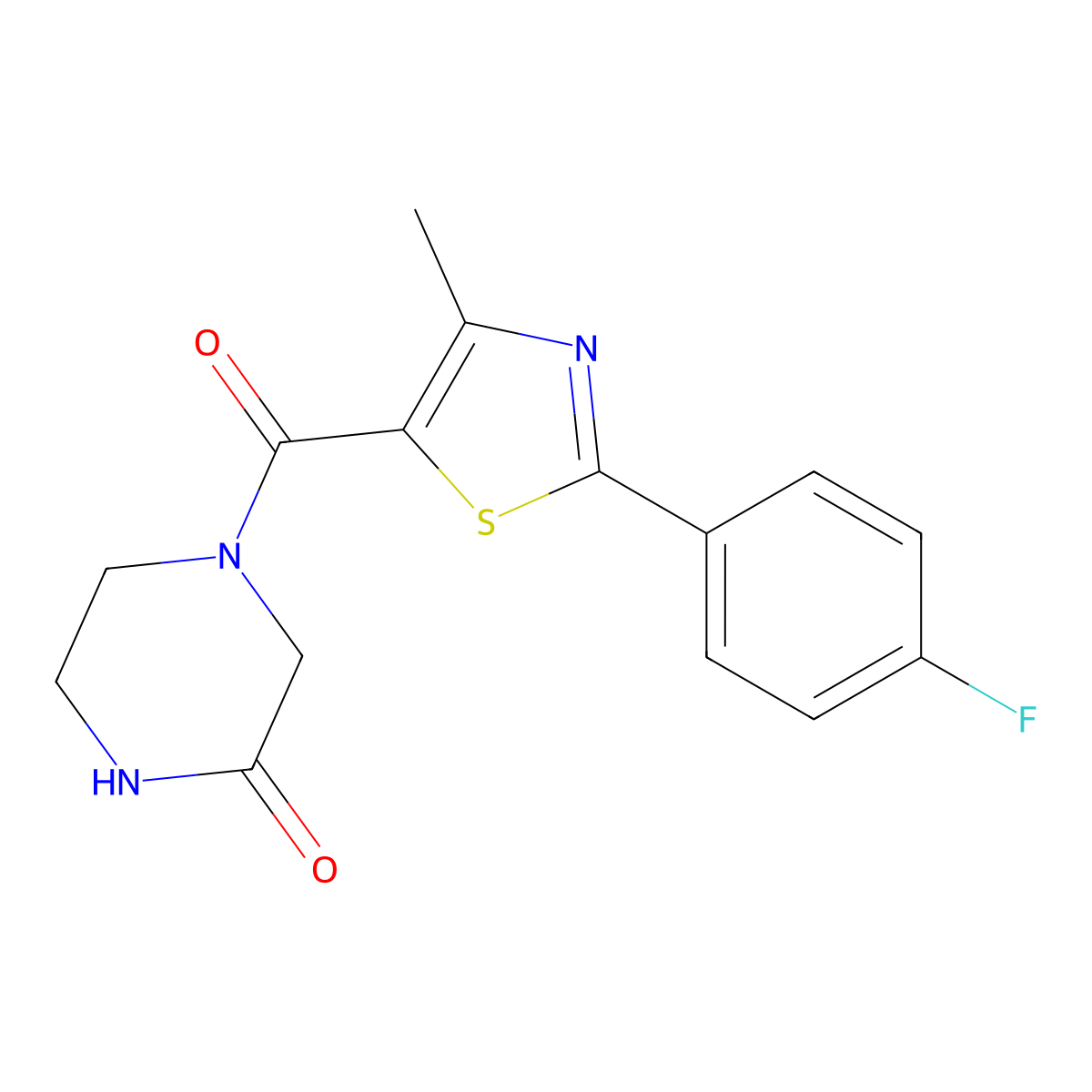 4-{[2-(4-Fluorophenyl)-4-methyl-1,3-thiazol-5-yl]carbonyl}piperazin-2-one molecular structure, CAS 1010889-28-7