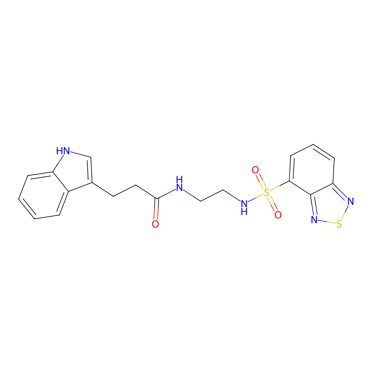 N-{2-[(2,1,3-benzothiadiazol-4-ylsulfonyl)amino]ethyl}-3-(1H-indol-3-yl)propanamide molecular structure, CAS 1010889-31-2