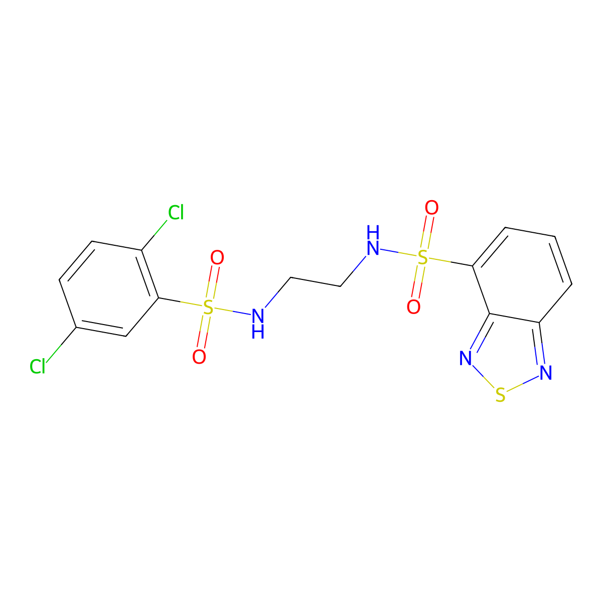 N-(2-{[(2,5-dichlorophenyl)sulfonyl]amino}ethyl)-2,1,3-benzothiadiazole-4-sulfonamide molecular structure, CAS 1010889-32-3