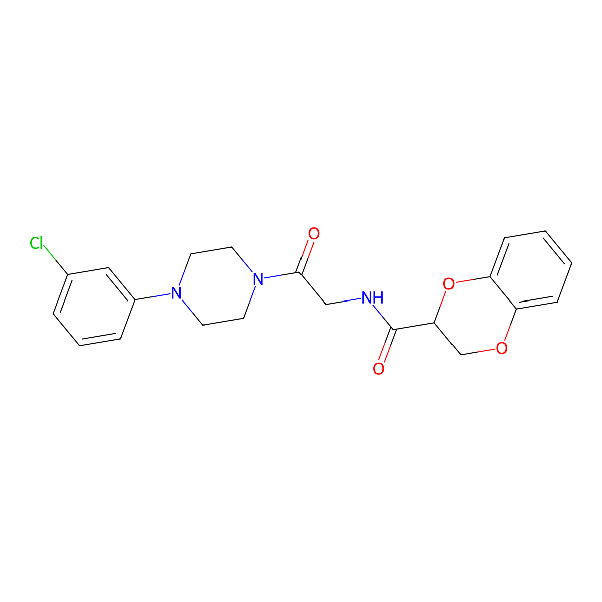 N~2~-{2-[4-(3-chlorophenyl)piperazino]-2-oxoethyl}-2,3-dihydro-1,4-benzodioxine-2-carboxamide molecular structure, CAS 1010889-34-5