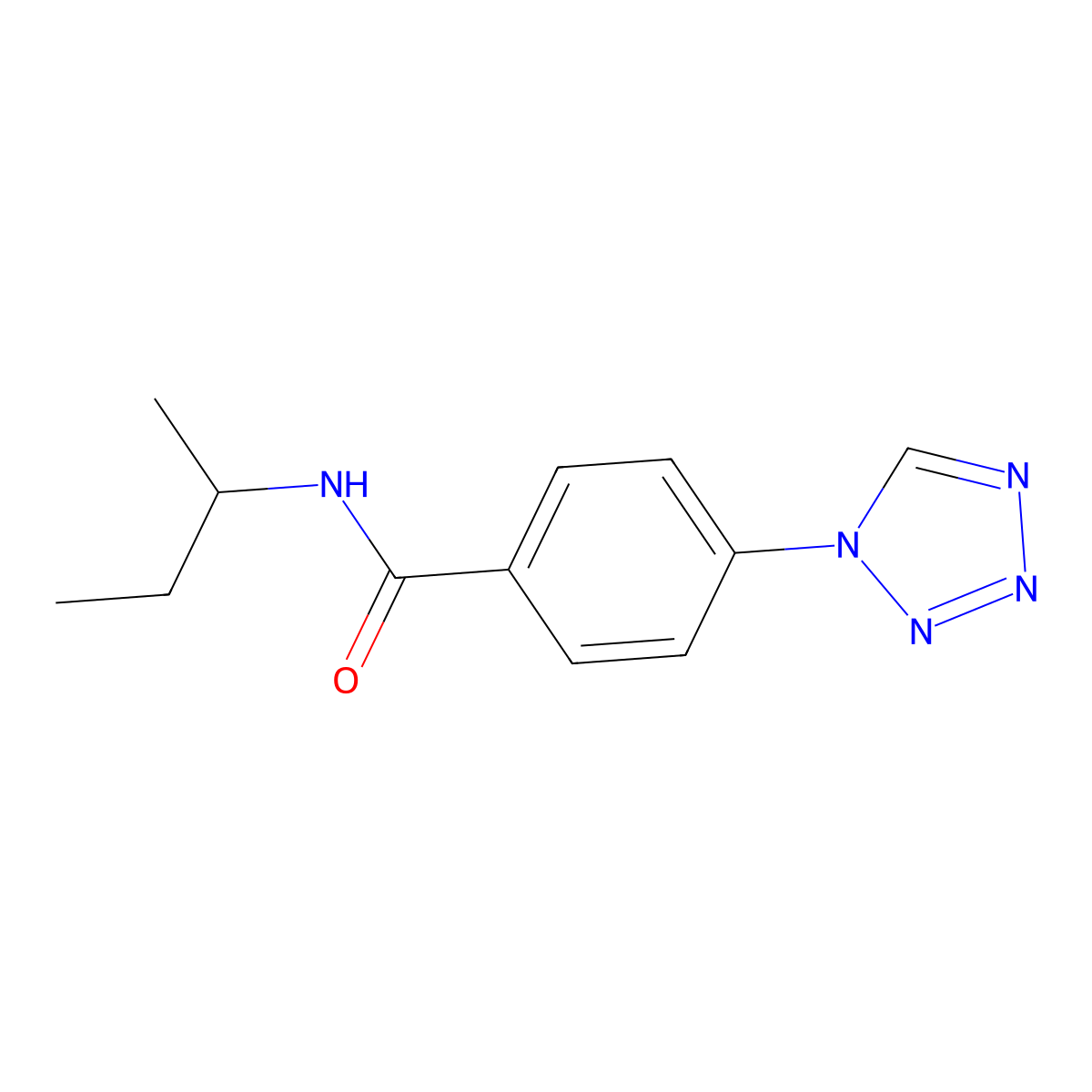 N-(butan-2-yl)-4-(1H-tetrazol-1-yl)benzamide molecular structure, CAS 1010889-59-4