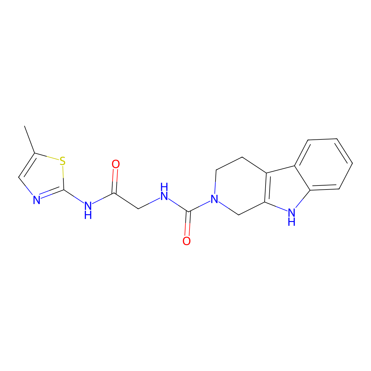N-{2-[(5-methyl-1,3-thiazol-2-yl)amino]-2-oxoethyl}-1,3,4,9-tetrahydro-2H-beta-carboline-2-carboxamide molecular structure, CAS 1010889-77-6