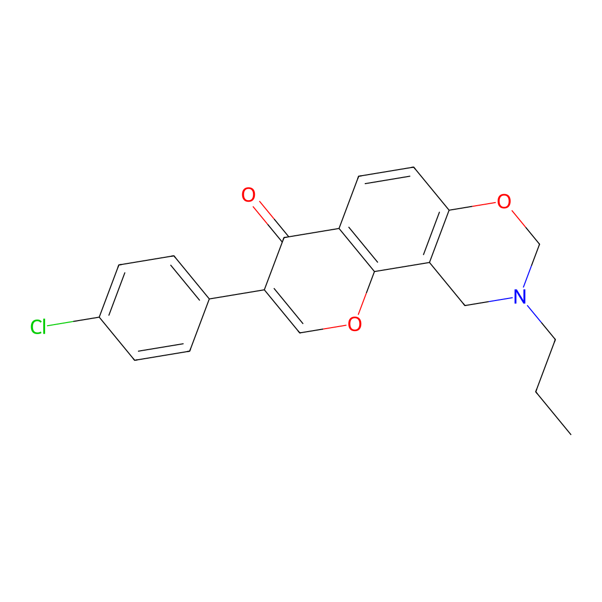 3-(4-chlorophenyl)-9-propyl-9,10-dihydrochromeno[8,7-e][1,3]oxazin-4(8H)-one molecular structure, CAS 1010889-88-9