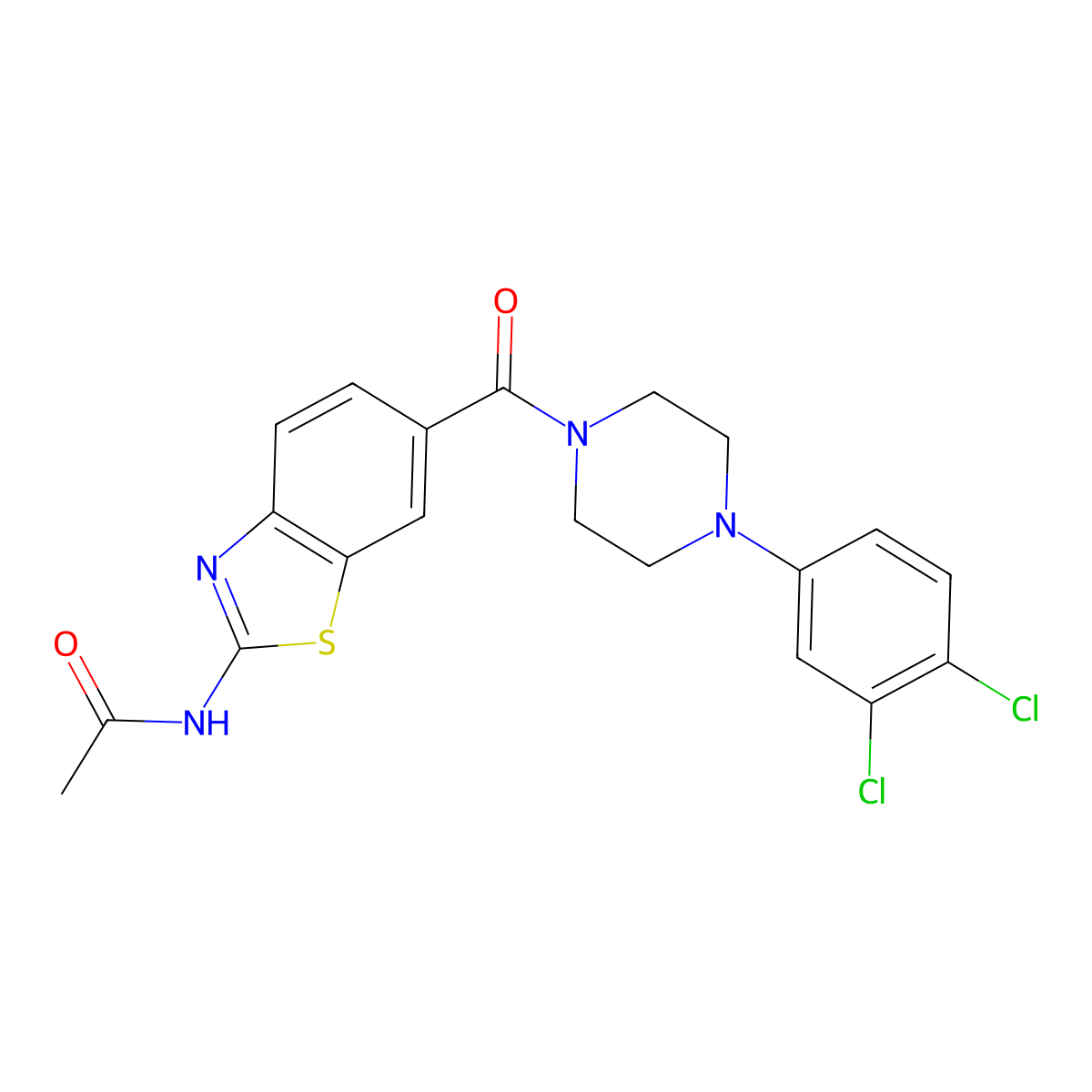N~1~-(6-{[4-(3,4-dichlorophenyl)piperazino]carbonyl}-1,3-benzothiazol-2-yl)acetamide molecular structure, CAS 1010889-91-4