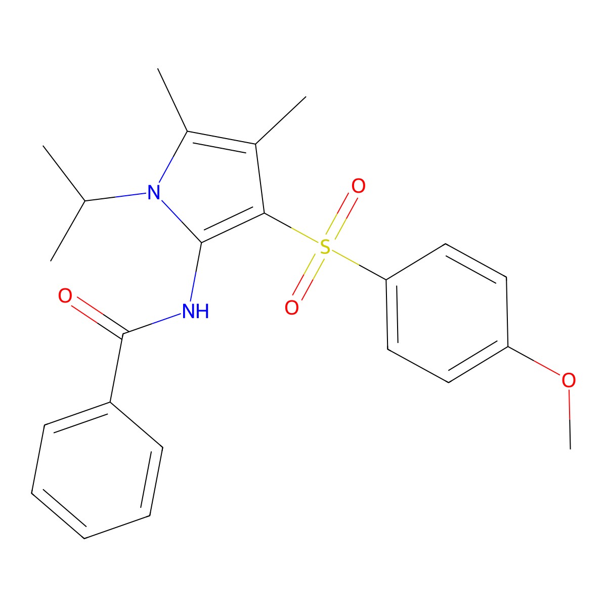 N-{3-[(4-methoxyphenyl)sulfonyl]-4,5-dimethyl-1-(propan-2-yl)-1H-pyrrol-2-yl}benzamide molecular structure, CAS 1010889-99-2