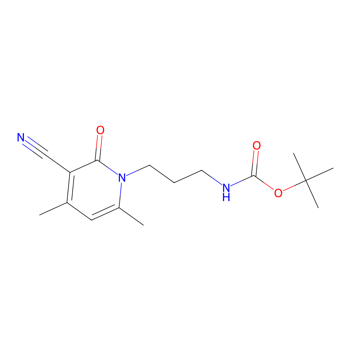 tert-butyl (3-(3-cyano-4,6-dimethyl-2-oxopyridin-1(2H)-yl)propyl)carbamate molecular structure, CAS 1010890-04-6