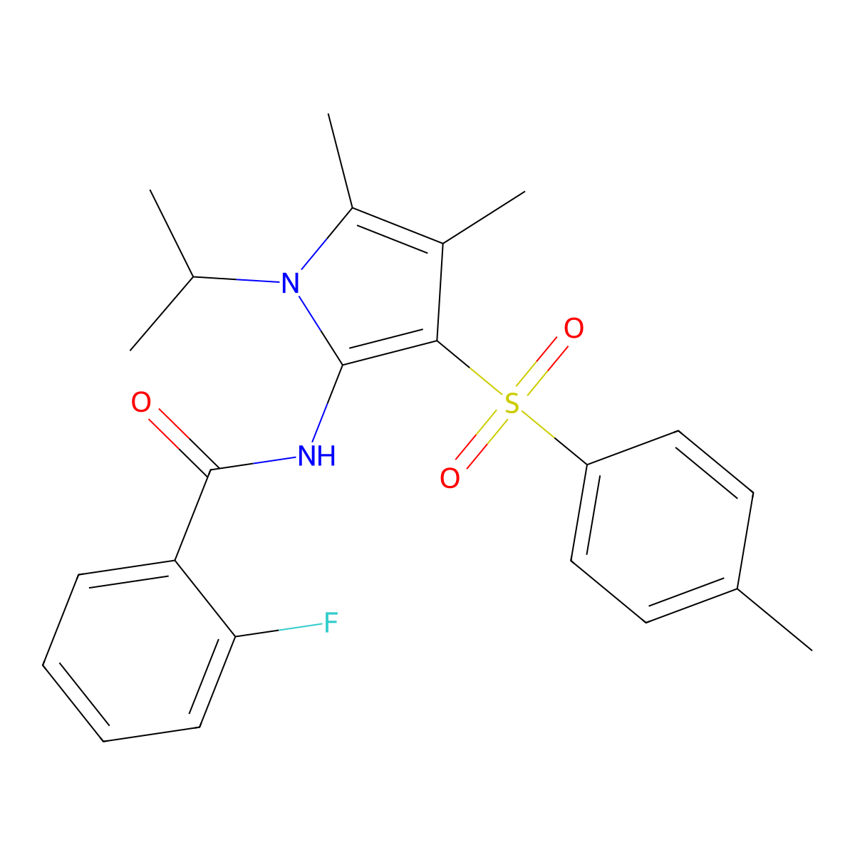 N-{4,5-dimethyl-3-[(4-methylphenyl)sulfonyl]-1-(propan-2-yl)-1H-pyrrol-2-yl}-2-fluorobenzamide molecular structure, CAS 1010890-07-9
