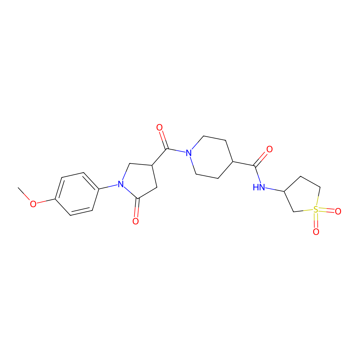N-(1,1-dioxidotetrahydrothiophen-3-yl)-1-{[1-(4-methoxyphenyl)-5-oxopyrrolidin-3-yl]carbonyl}piperidine-4-carboxamide molecular structure, CAS 1010890-32-0