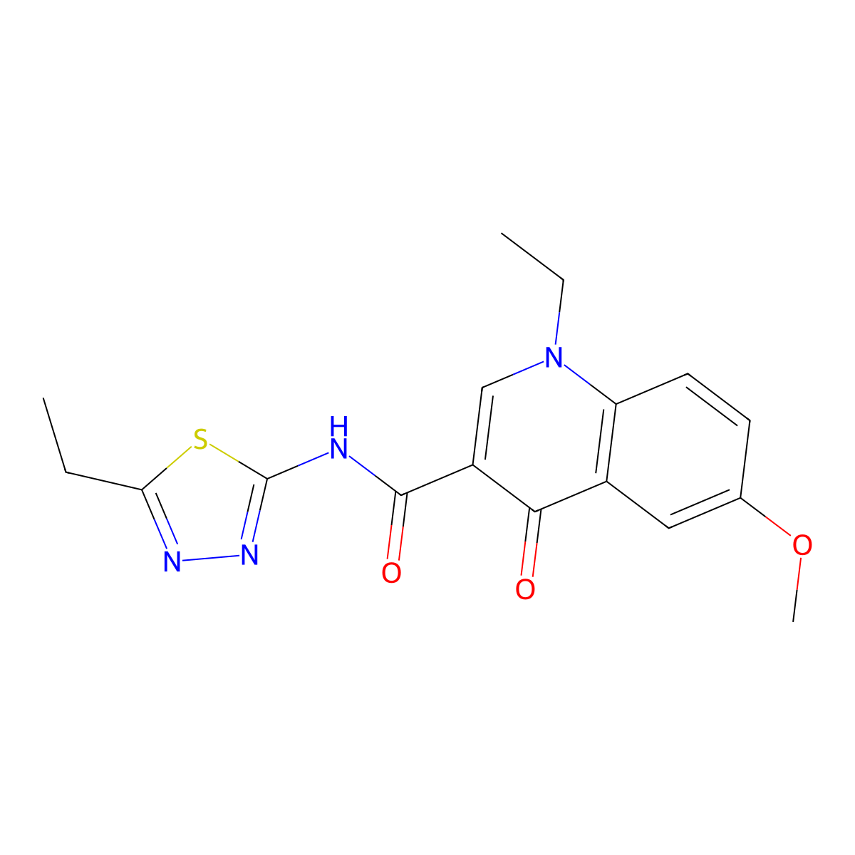 1-ethyl-N-[(2Z)-5-ethyl-1,3,4-thiadiazol-2(3H)-ylidene]-6-methoxy-4-oxo-1,4-dihydroquinoline-3-carboxamide molecular structure, CAS 1010890-46-6
