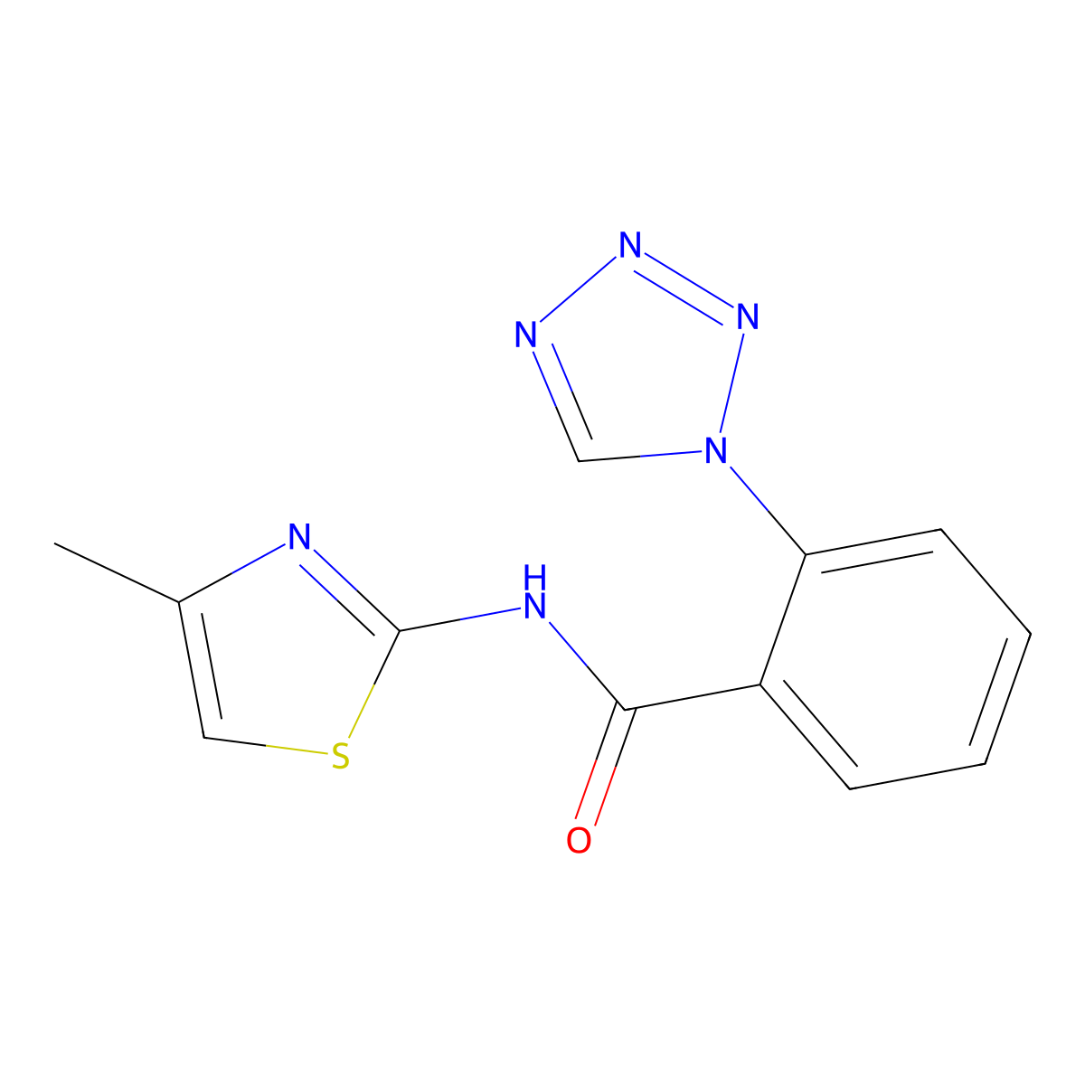 N-[(2Z)-4-methyl-1,3-thiazol-2(3H)-ylidene]-2-(1H-tetrazol-1-yl)benzamide molecular structure, CAS 1010890-48-8