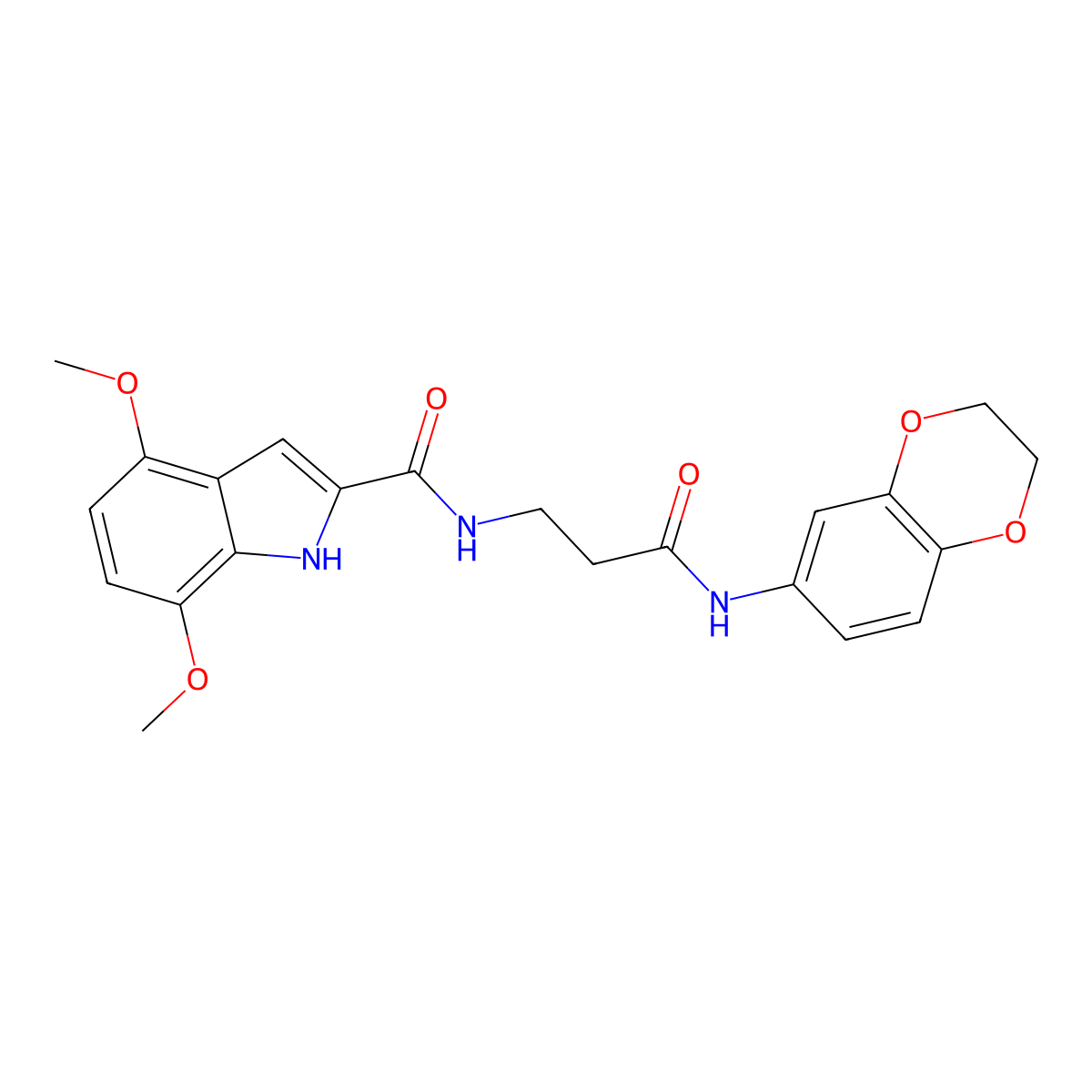 N-[3-(2,3-dihydro-1,4-benzodioxin-6-ylamino)-3-oxopropyl]-4,7-dimethoxy-1H-indole-2-carboxamide molecular structure, CAS 1010890-51-3