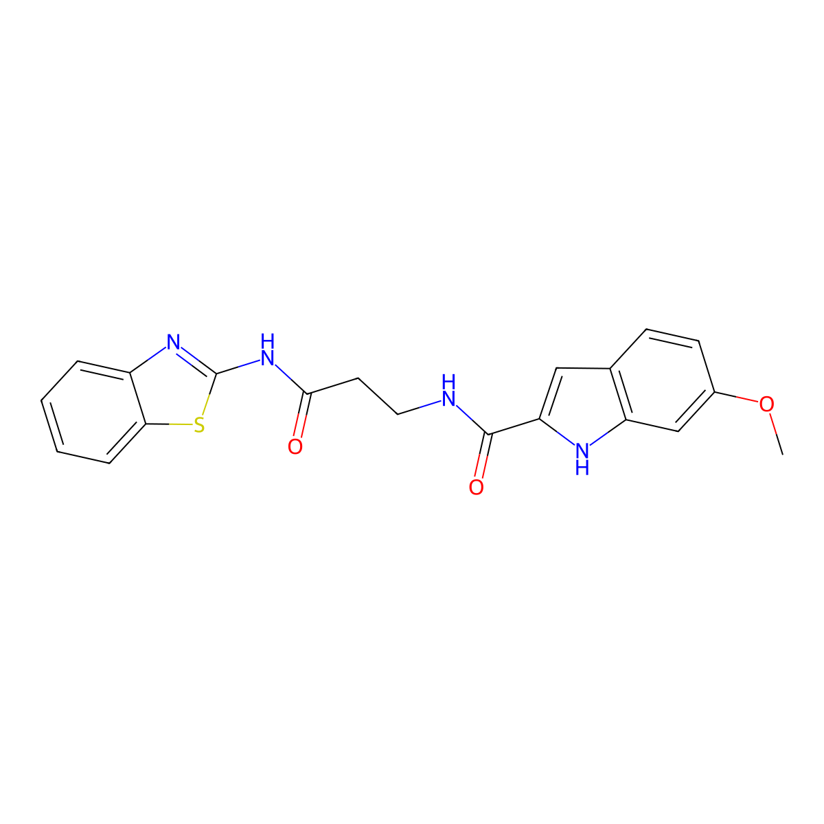N~2~-[3-(1,3-benzothiazol-2-ylamino)-3-oxopropyl]-6-methoxy-1H-indole-2-carboxamide molecular structure, CAS 1010890-53-5