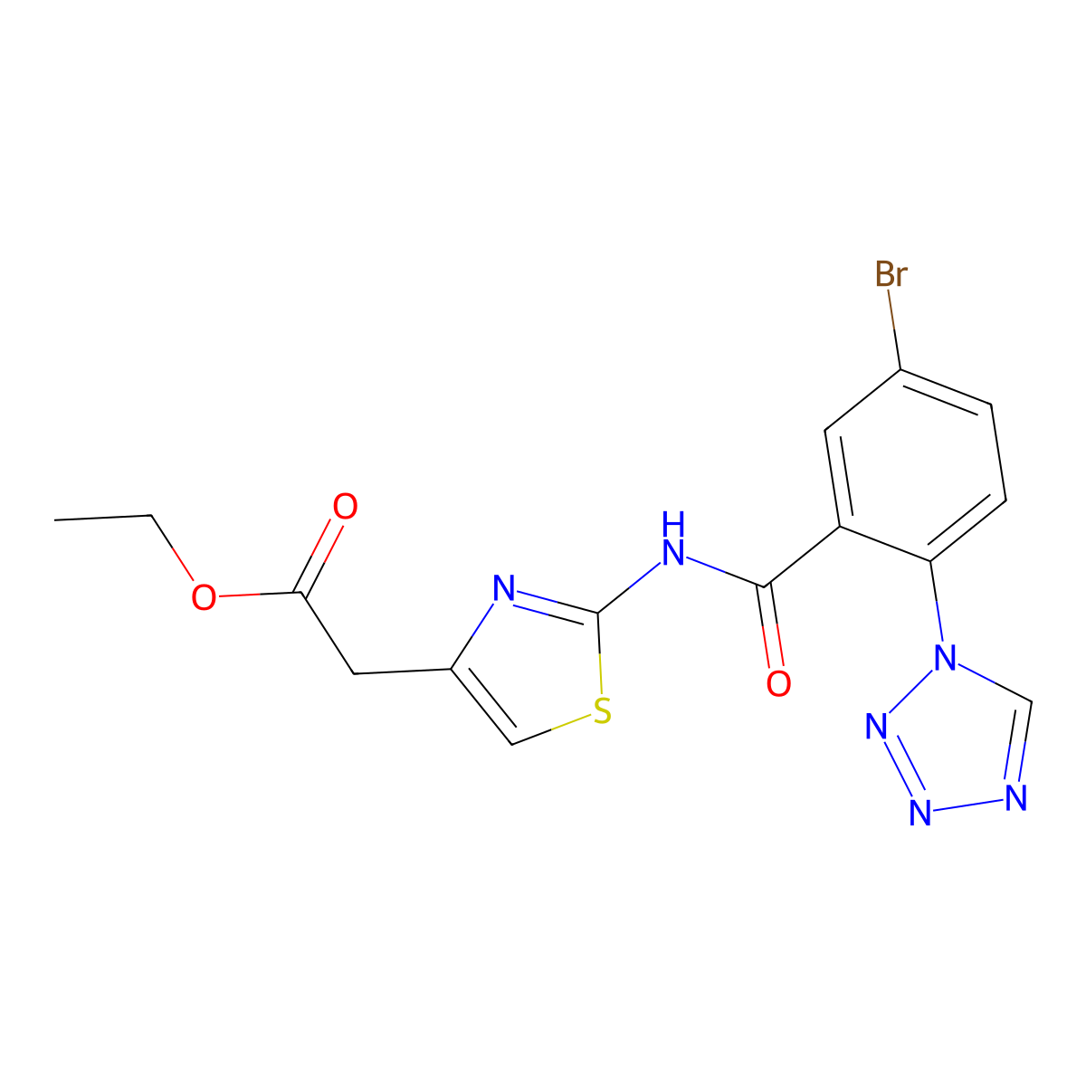 ethyl [(2Z)-2-({[5-bromo-2-(1H-tetrazol-1-yl)phenyl]carbonyl}imino)-2,3-dihydro-1,3-thiazol-4-yl]acetate molecular structure, CAS 1010890-61-5