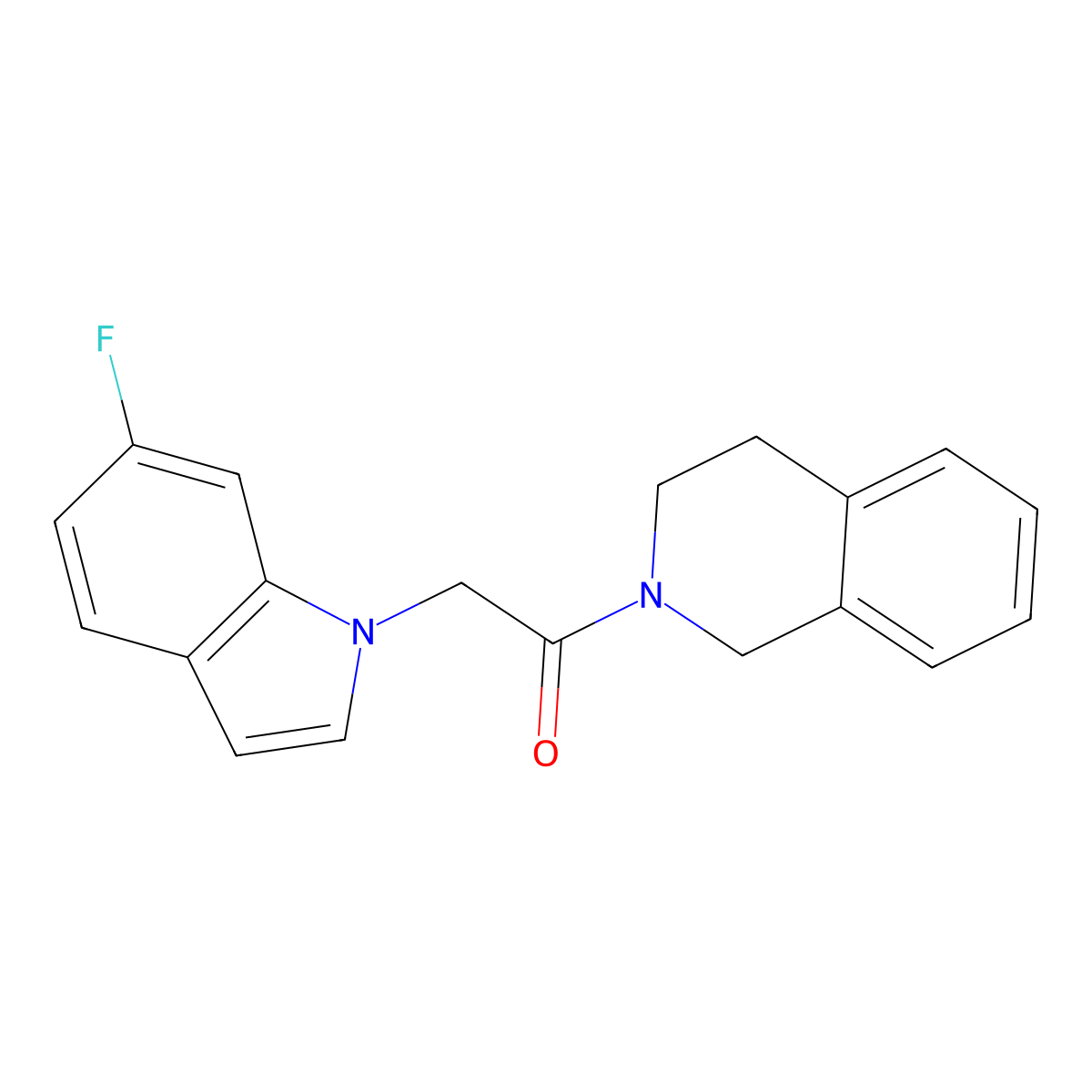 1-(3,4-dihydroisoquinolin-2(1H)-yl)-2-(6-fluoro-1H-indol-1-yl)ethanone molecular structure, CAS 1010890-78-4