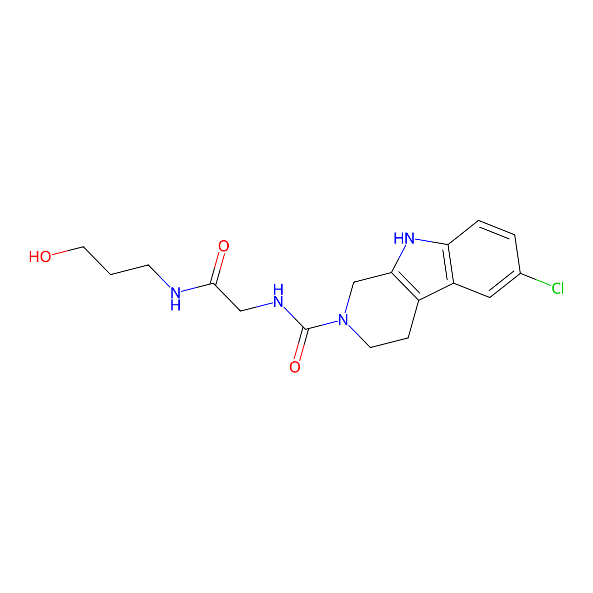 6-chloro-N-{2-[(3-hydroxypropyl)amino]-2-oxoethyl}-1,3,4,9-tetrahydro-2H-beta-carboline-2-carboxamide molecular structure, CAS 1010890-93-3