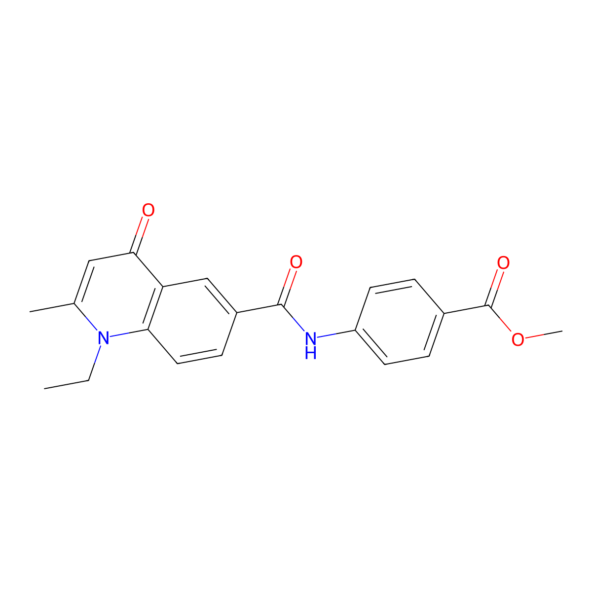 Methyl 4-{[(1-ethyl-2-methyl-4-oxo-1,4-dihydroquinolin-6-yl)carbonyl]amino}benzoate molecular structure, CAS 1010890-95-5