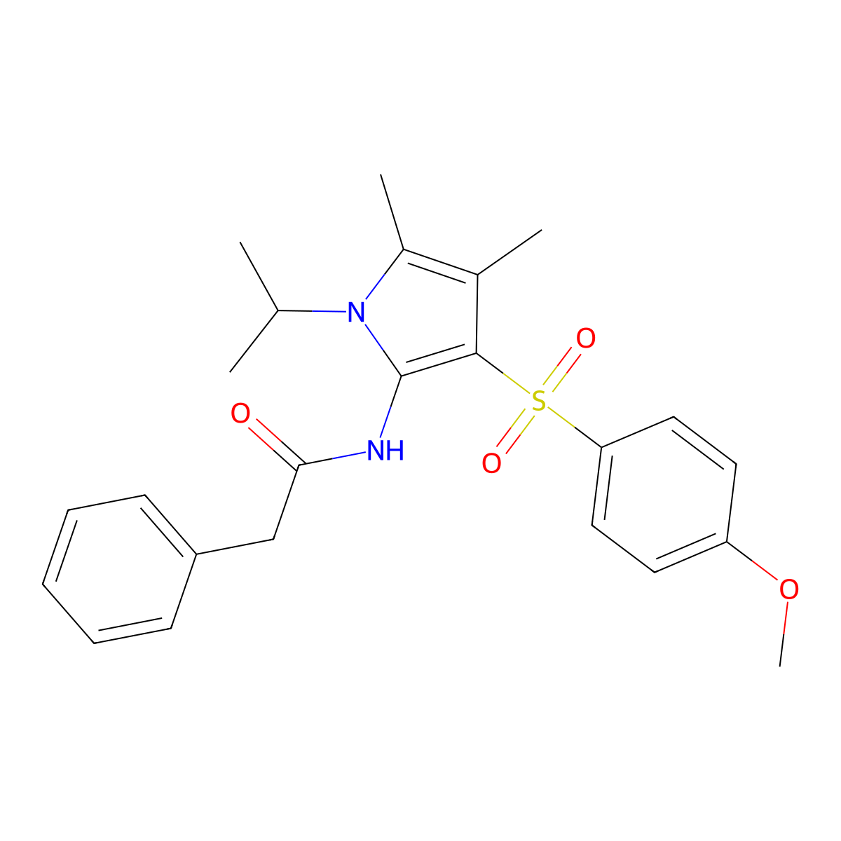 N-{3-[(4-methoxyphenyl)sulfonyl]-4,5-dimethyl-1-(propan-2-yl)-1H-pyrrol-2-yl}-2-phenylacetamide molecular structure, CAS 1010891-14-1
