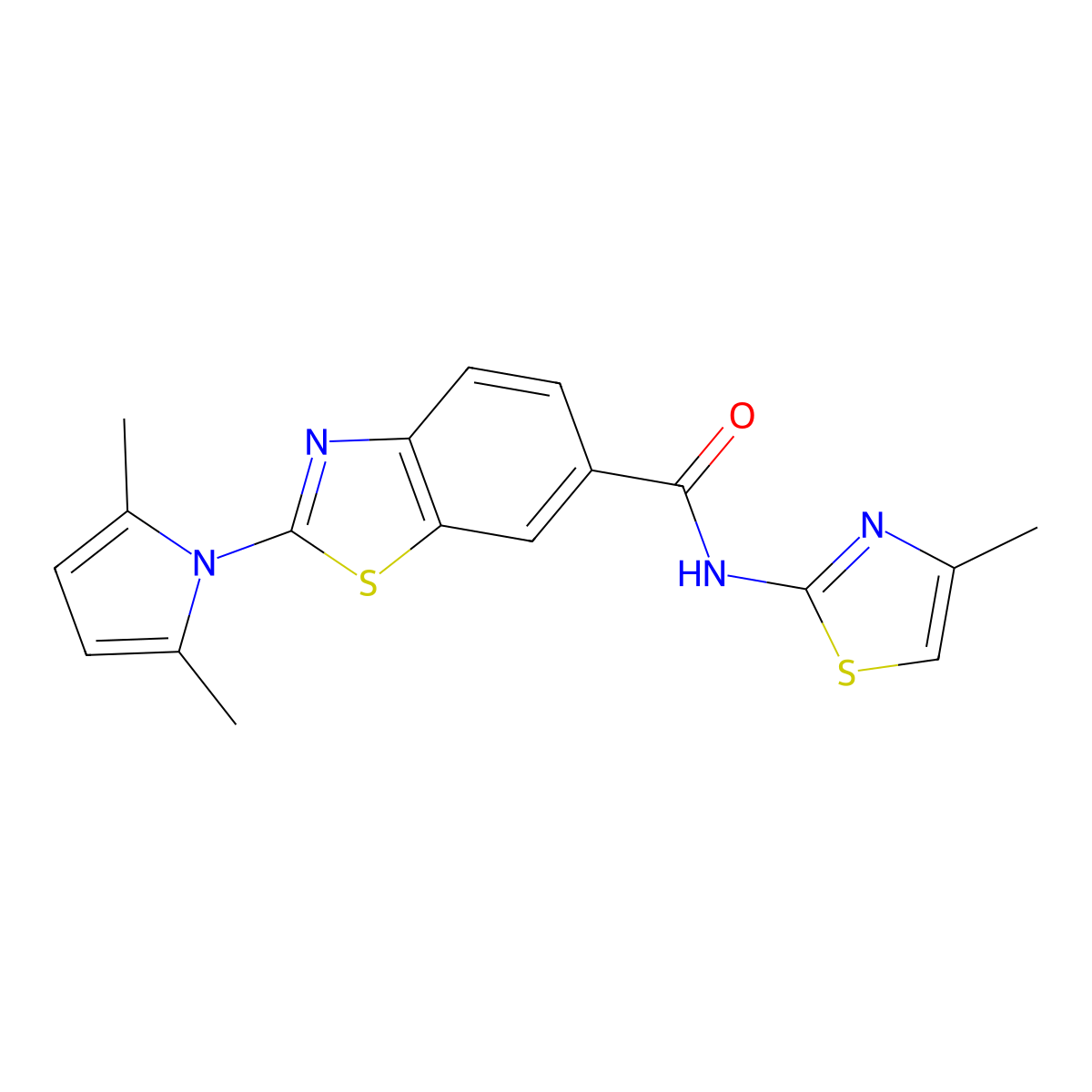 2-(2,5-dimethyl-1H-pyrrol-1-yl)-N-(4-methyl-1,3-thiazol-2-yl)-1,3-benzothiazole-6-carboxamide molecular structure, CAS 1010891-36-7