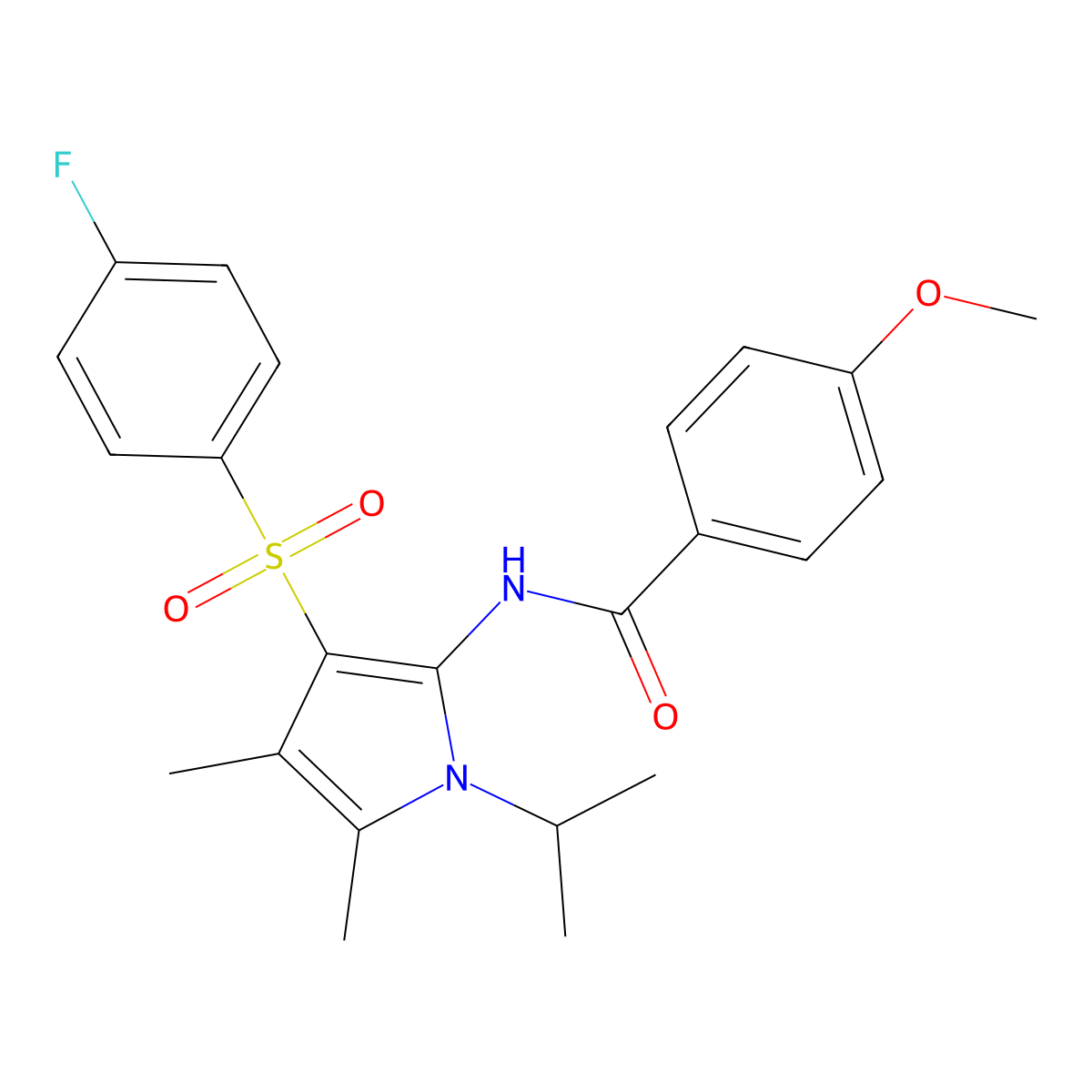 N-{3-[(4-fluorophenyl)sulfonyl]-4,5-dimethyl-1-(propan-2-yl)-1H-pyrrol-2-yl}-4-methoxybenzamide molecular structure, CAS 1010891-40-3