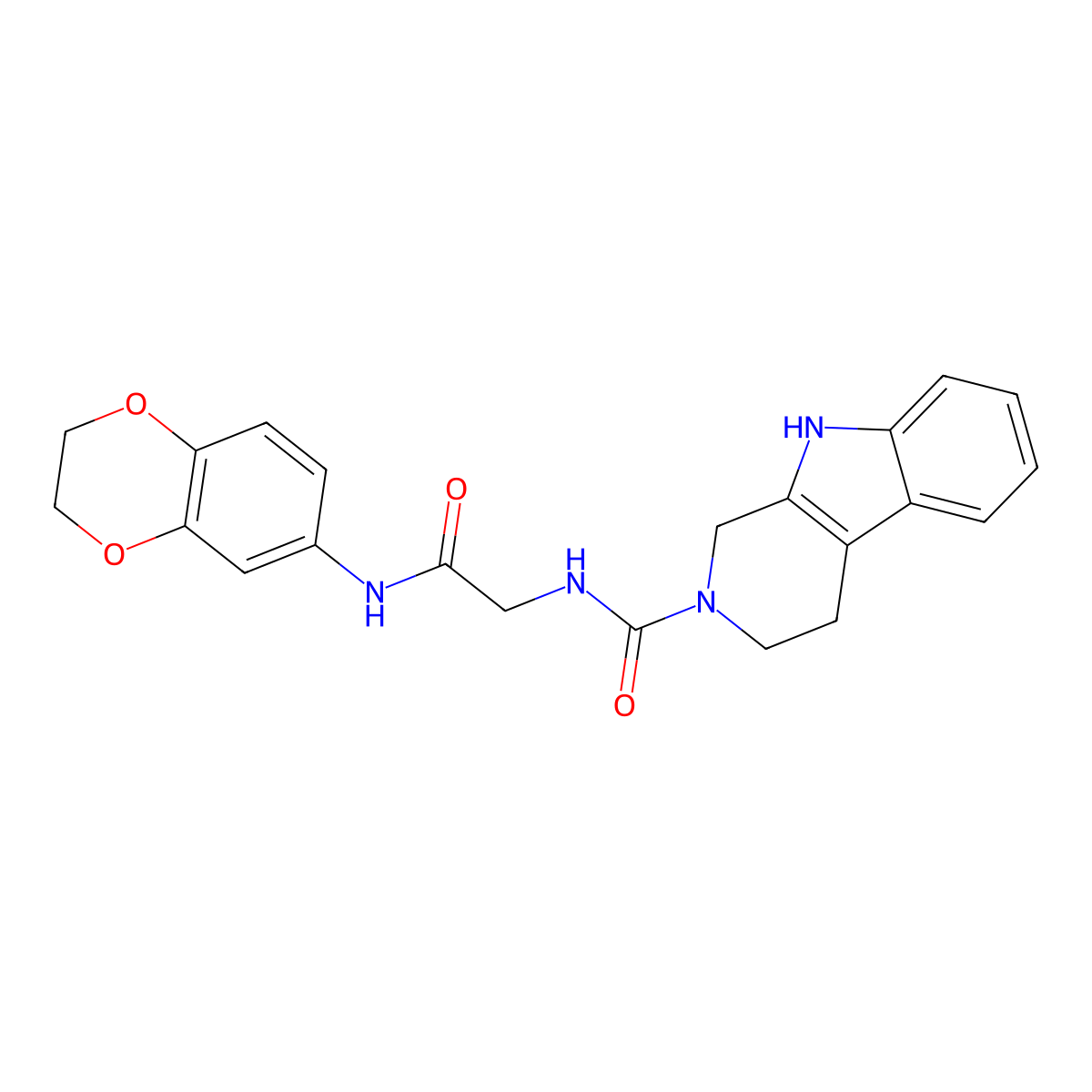 N-[2-(2,3-dihydro-1,4-benzodioxin-6-ylamino)-2-oxoethyl]-1,3,4,9-tetrahydro-2H-beta-carboline-2-carboxamide molecular structure, CAS 1010891-51-6