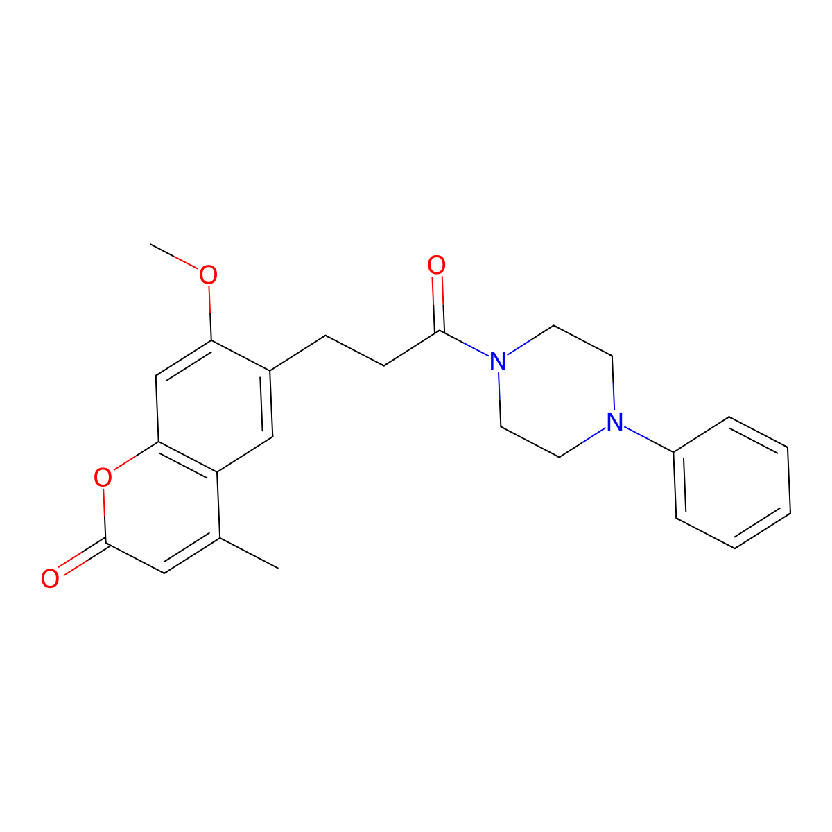 7-methoxy-4-methyl-6-[3-oxo-3-(4-phenylpiperazin-1-yl)propyl]-2H-chromen-2-one molecular structure, CAS 1010891-53-8