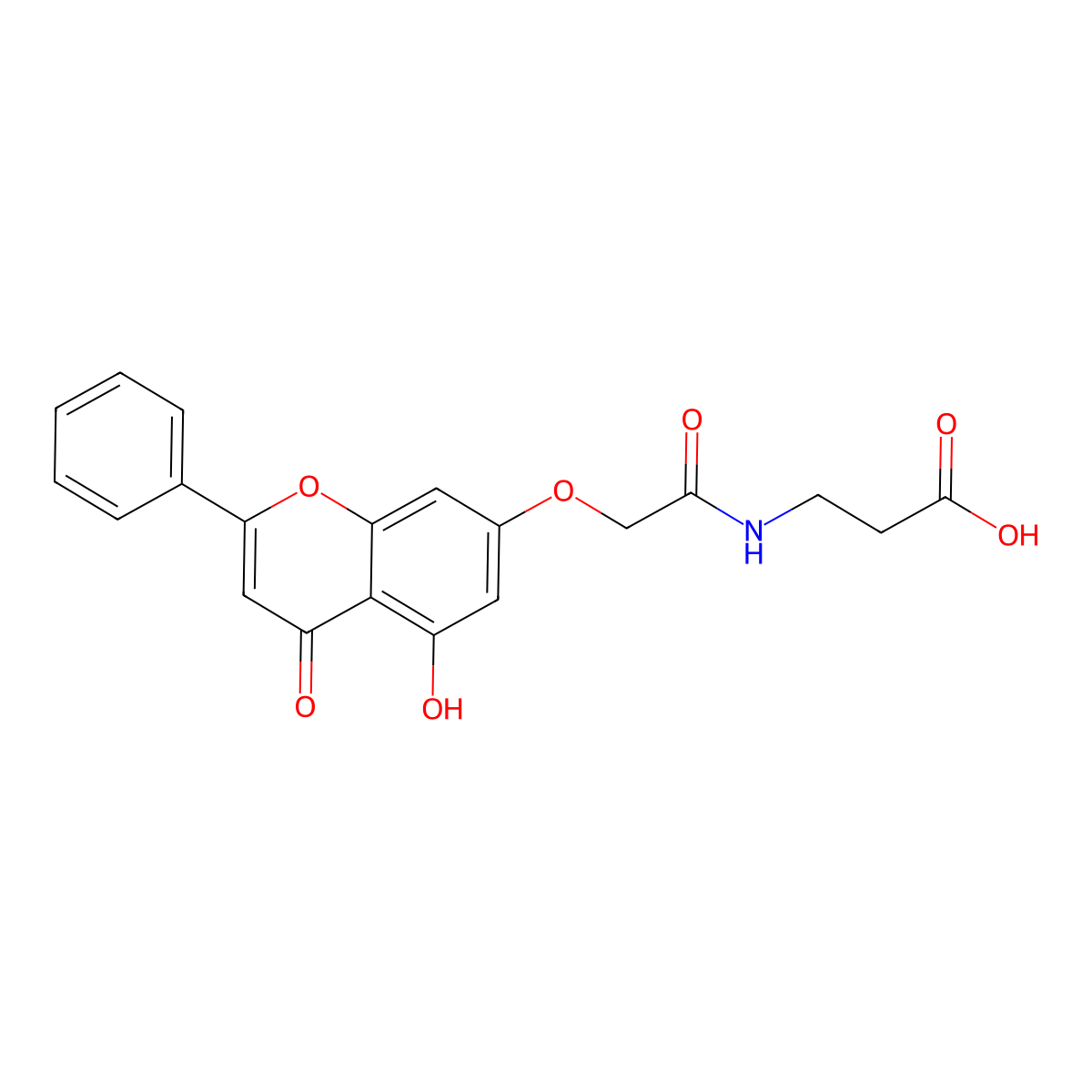 N-{[(5-hydroxy-4-oxo-2-phenyl-4H-chromen-7-yl)oxy]acetyl}-beta-alanine molecular structure, CAS 1010891-55-0