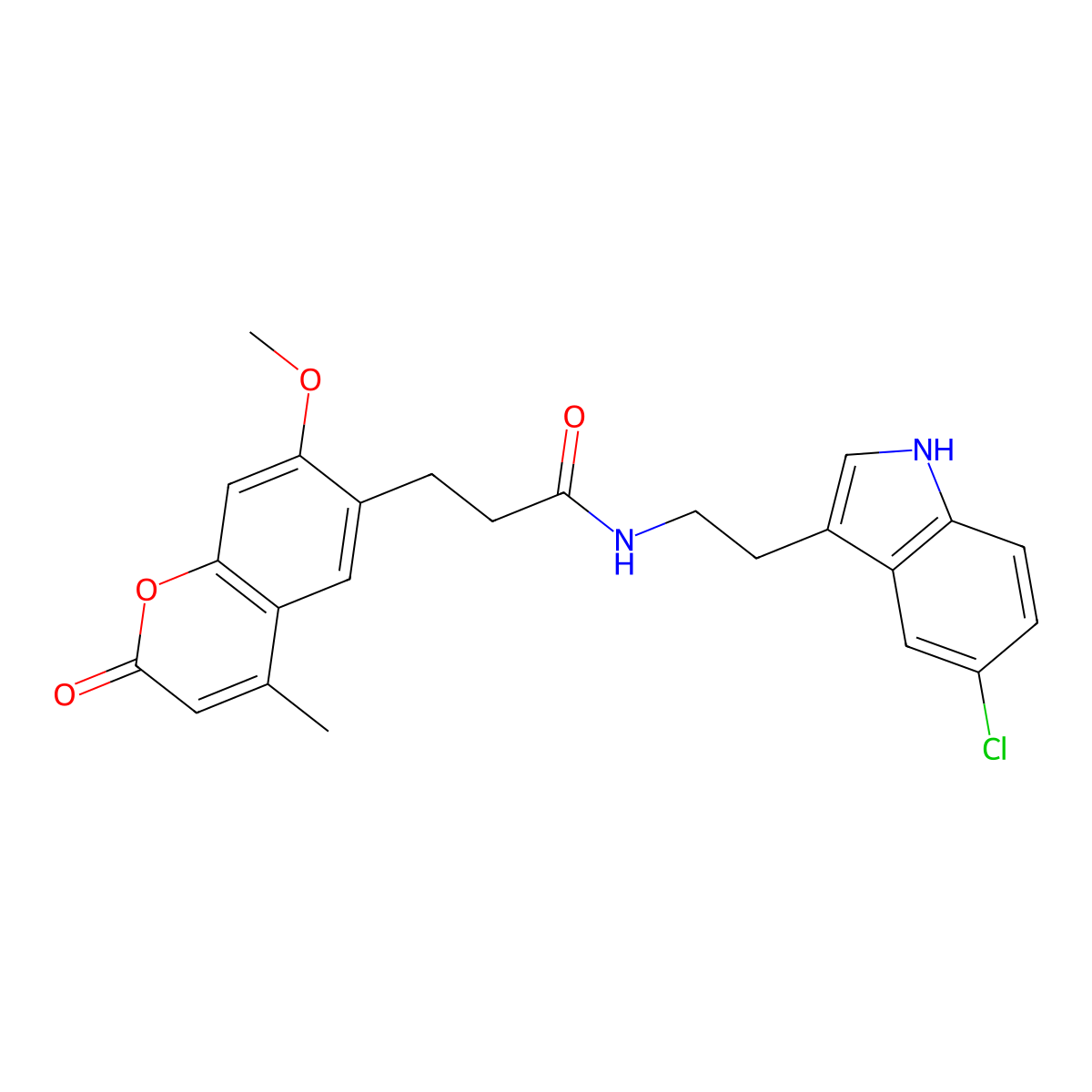 N-(2-(5-chloro-1H-indol-3-yl)ethyl)-3-(7-methoxy-4-methyl-2-oxo-2H-chromen-6-yl)propanamide molecular structure, CAS 1010891-67-4